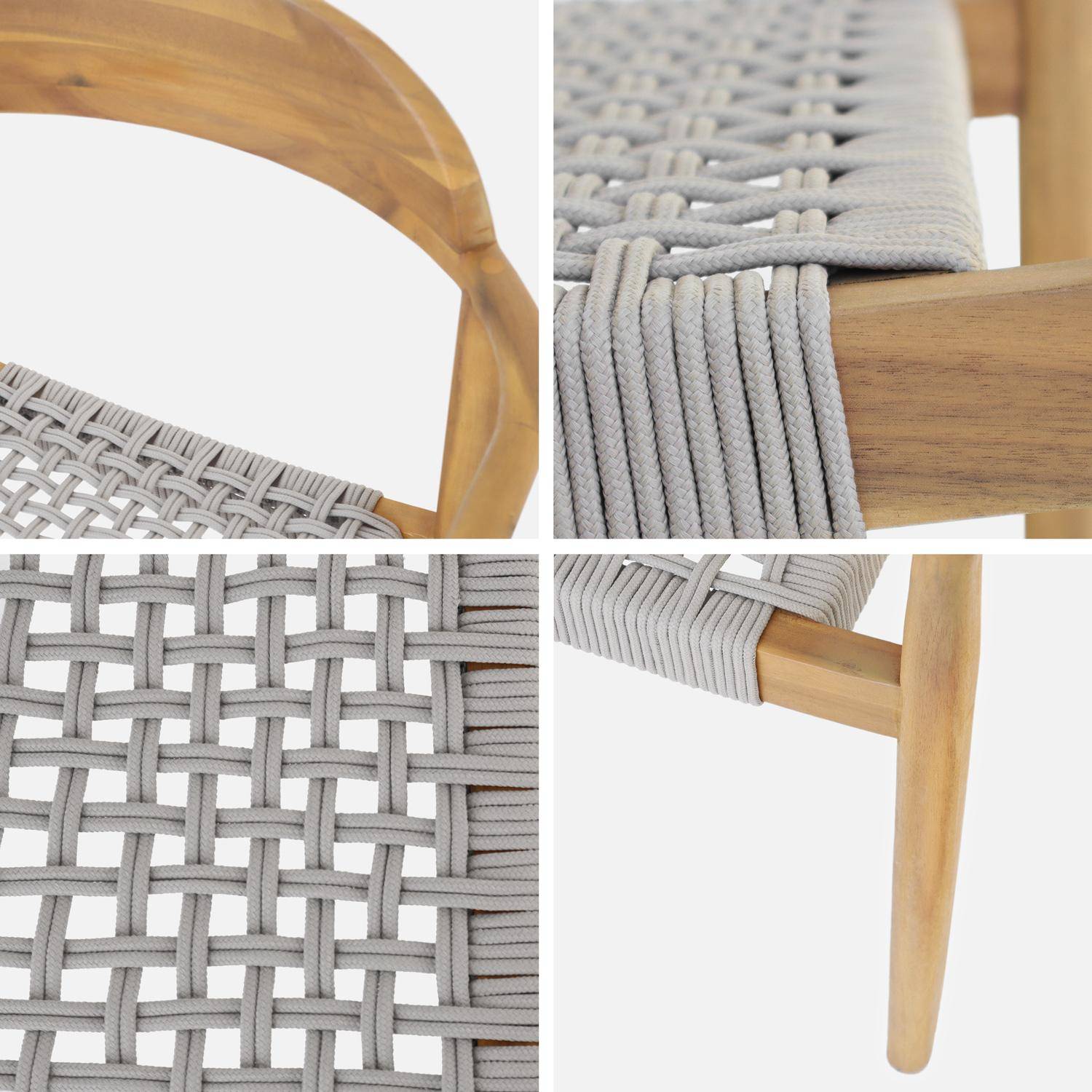 Table de jardin bois d'acacia 8 fauteuils PALENA et CERINA  naturel et beige 275 x 100 x 75 cm  Photo7