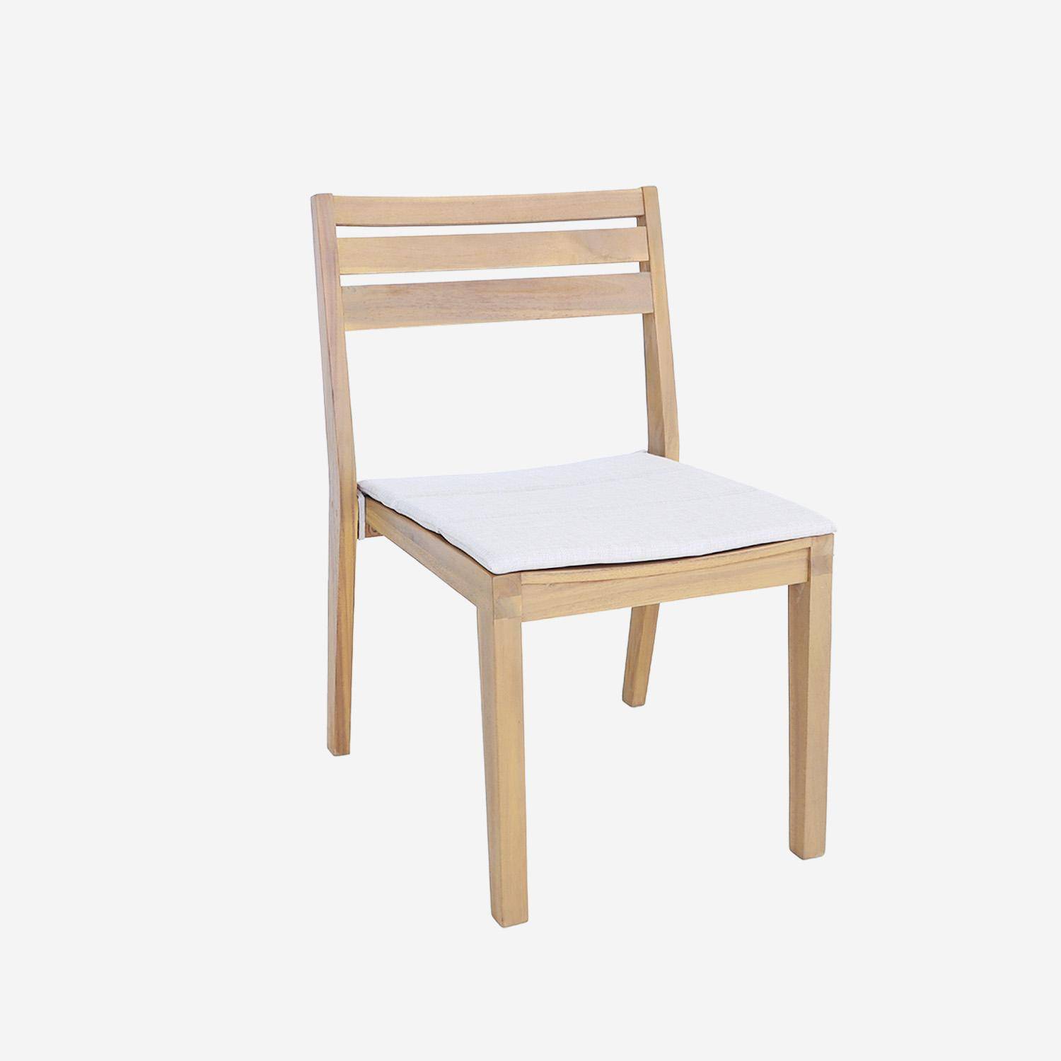 Table de jardin bois d'acacia 2 fauteuils 6 chaises PALENA et MERINA 275 x 100 x 75 cm naturel et beige Photo4