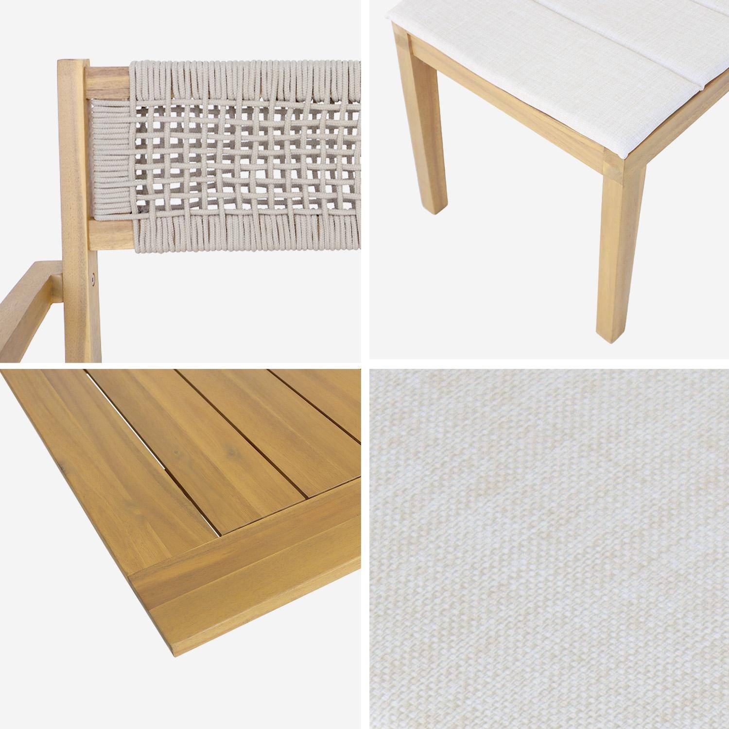 Table de jardin bois d'acacia 2 fauteuils 8 chaises PALENA et GALENA 275 x 100 x 75 cm naturel et beige Photo5