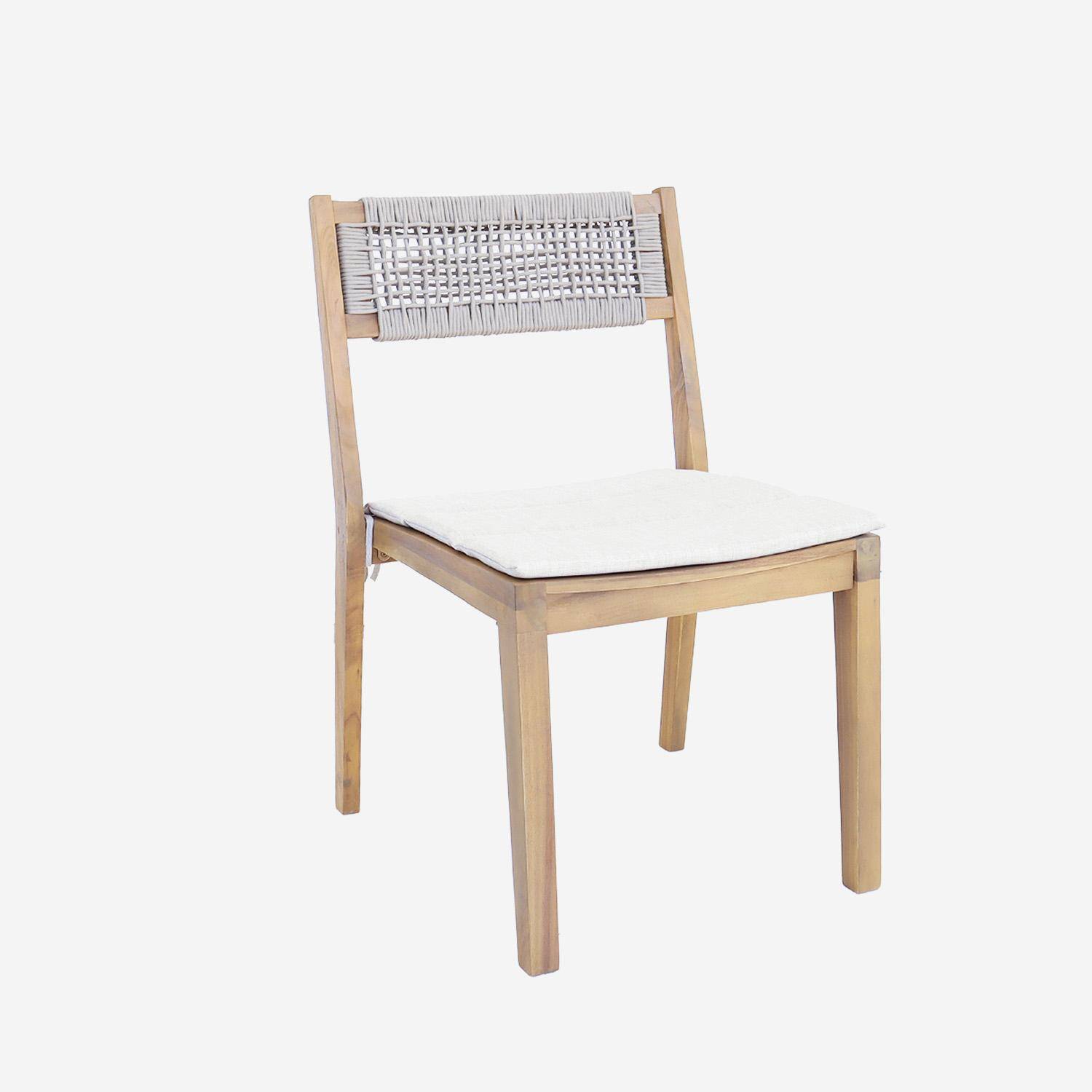 Table de jardin bois d'acacia 2 fauteuils 8 chaises PALENA et GALENA 275 x 100 x 75 cm naturel et beige Photo4