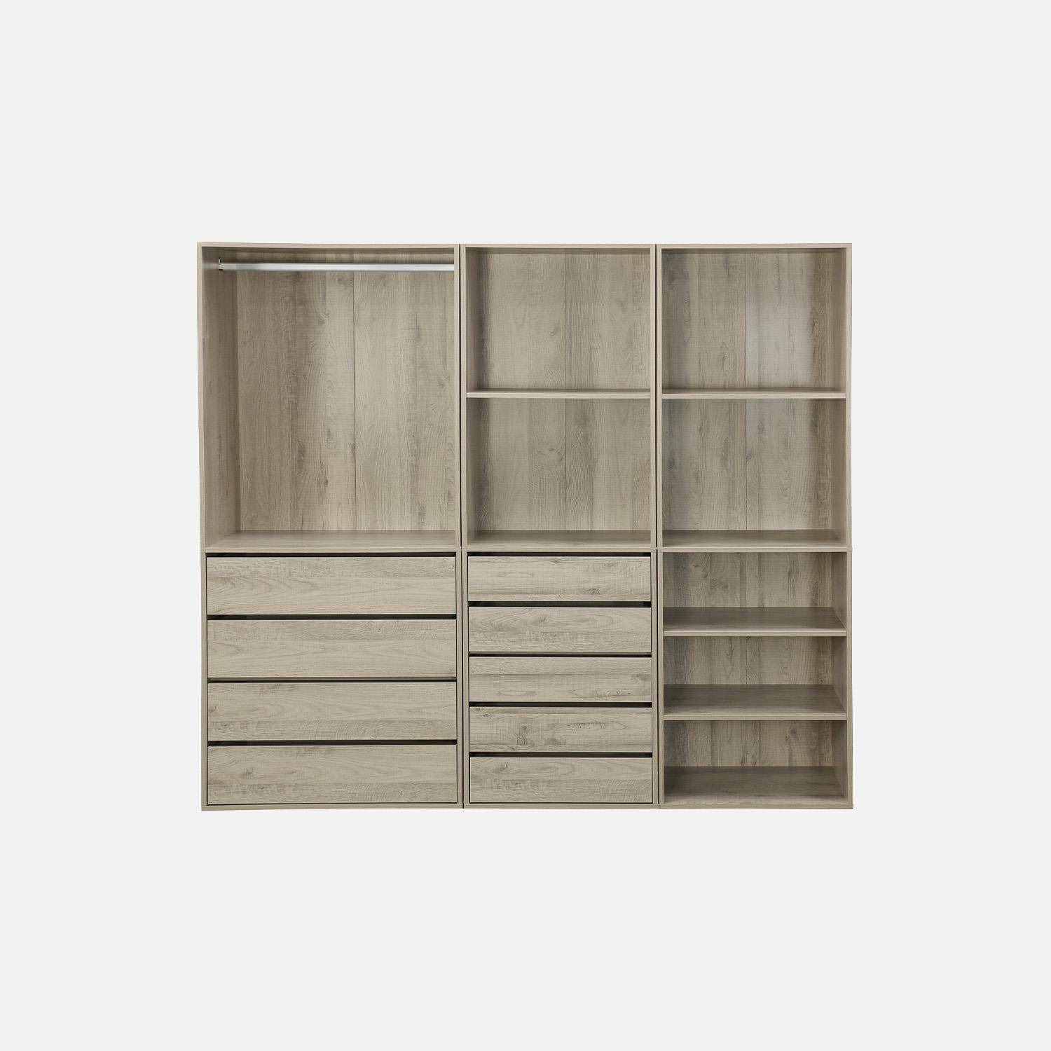 Kit dressing modulable 3 éléments MODULO, naturel, 200 x 45 x 180 cm Photo2