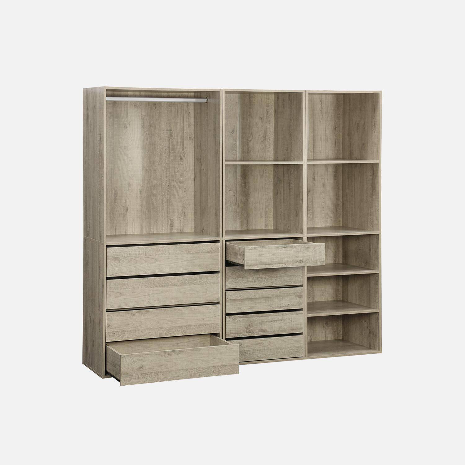 Kit dressing modulable 3 éléments MODULO, naturel, 200 x 45 x 180 cm Photo4