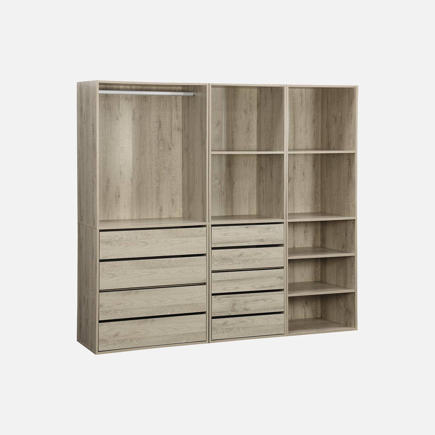 Kit dressing modulable 3 éléments MODULO, naturel, 200 x 45 x 180 cm,sweeek,Photo1