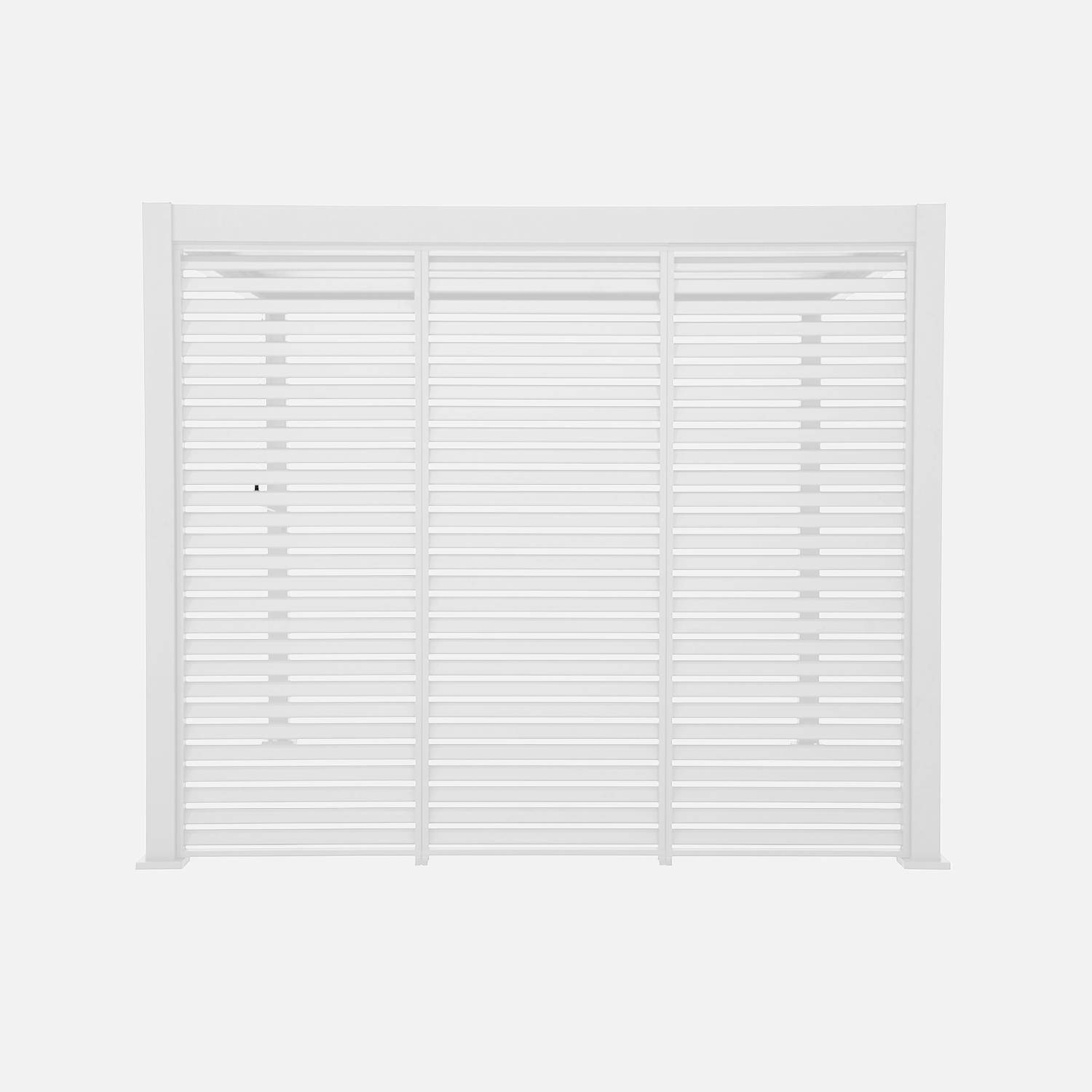 Pergola bioclimatique aluminium 3x3 m V2 lames orientables + 3 persiennes TRIOMPHE blanc Photo4