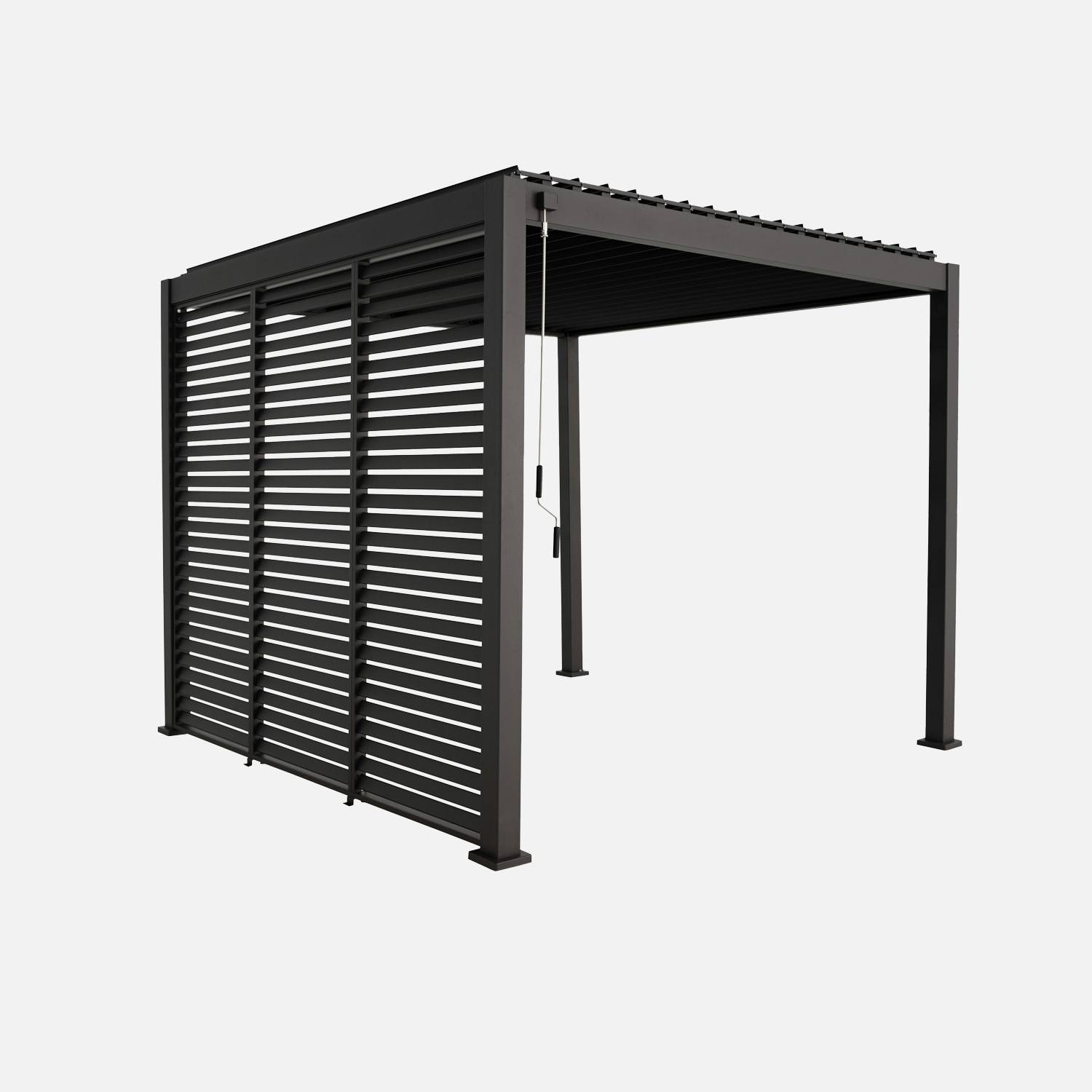 Pergola aluminium 3x3 m V2 3 persiennes anthracite
