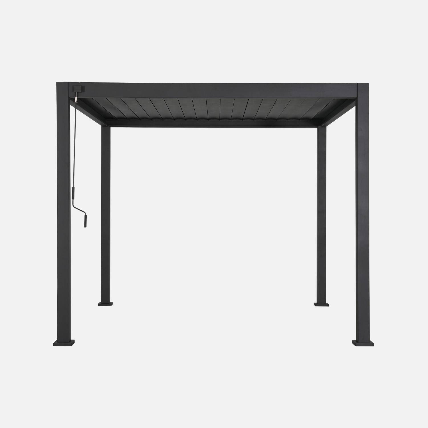 3x3m louvered aluminium pergola with adjustable slats V2 + 3 shutters, Triomphe + shutters, Anthracite, 301x301x250 cm Photo3