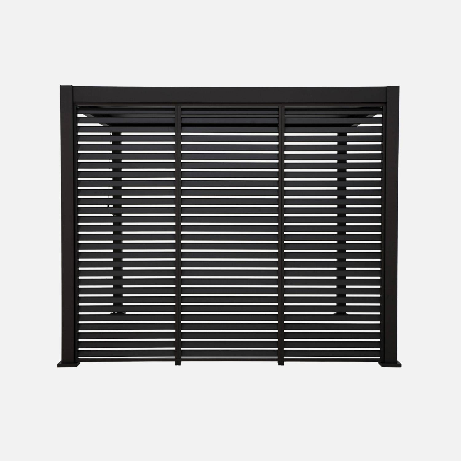 3x3m louvered aluminium pergola with adjustable slats V2 + 3 shutters, Triomphe + shutters, Anthracite, 301x301x250 cm Photo2