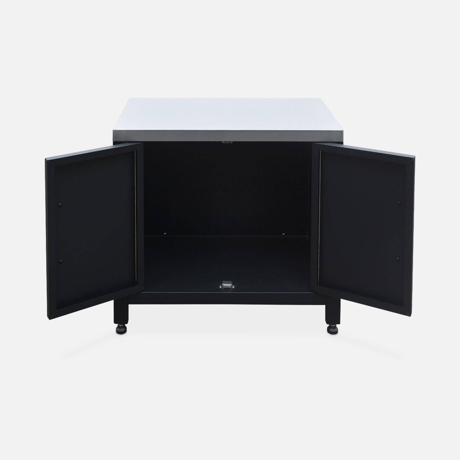 Gasgrill mit 4 Brennern zum Aufstellen mit Fettauffangbehälter + Outdoor-Küchenmöbel aus Stahl B 80cm - Grimaud Photo7