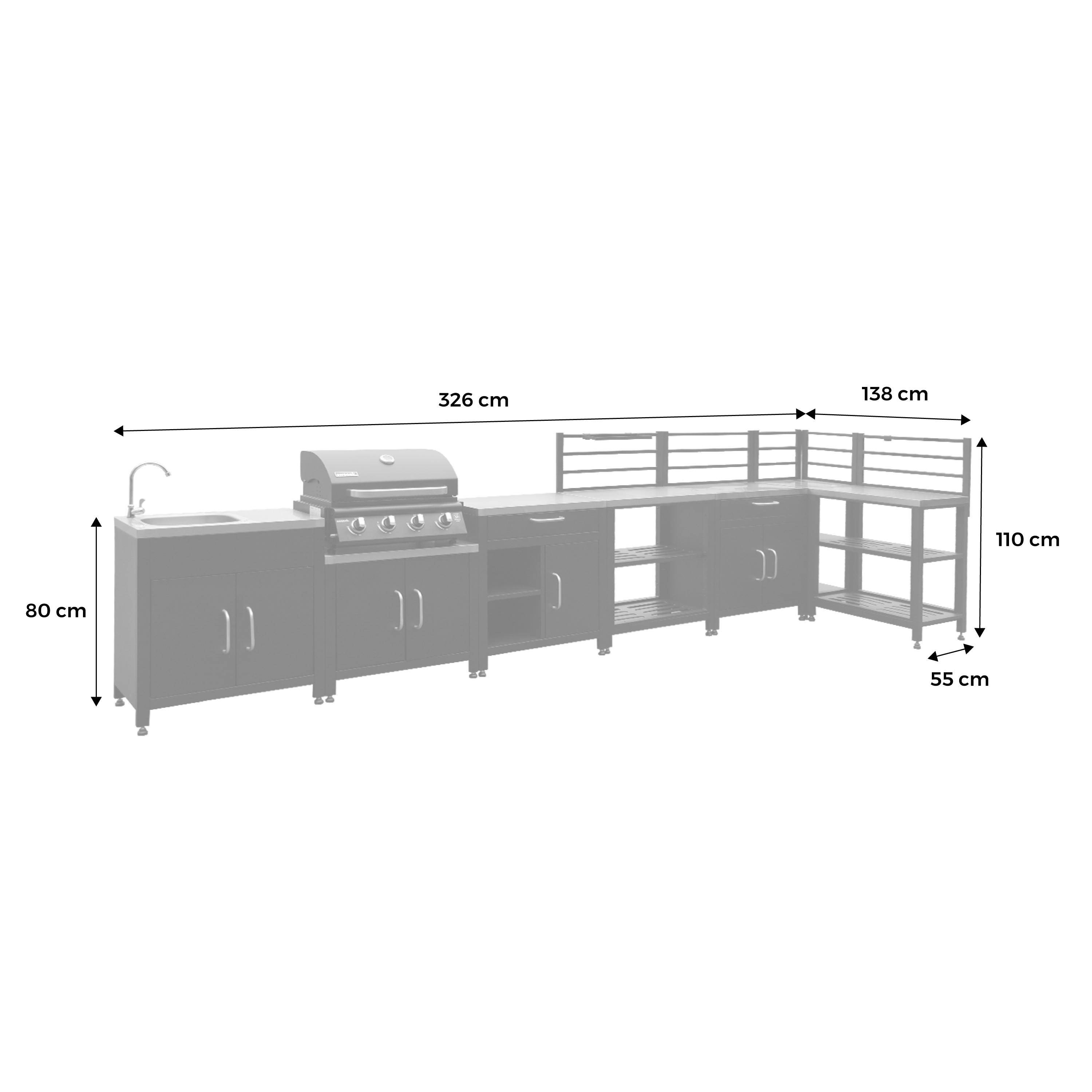 Außenküche mit Gasgrill (4 Brenner) + 7 Outdoor-Küchenmöbel + Schutzhülle - Grimaud Photo10