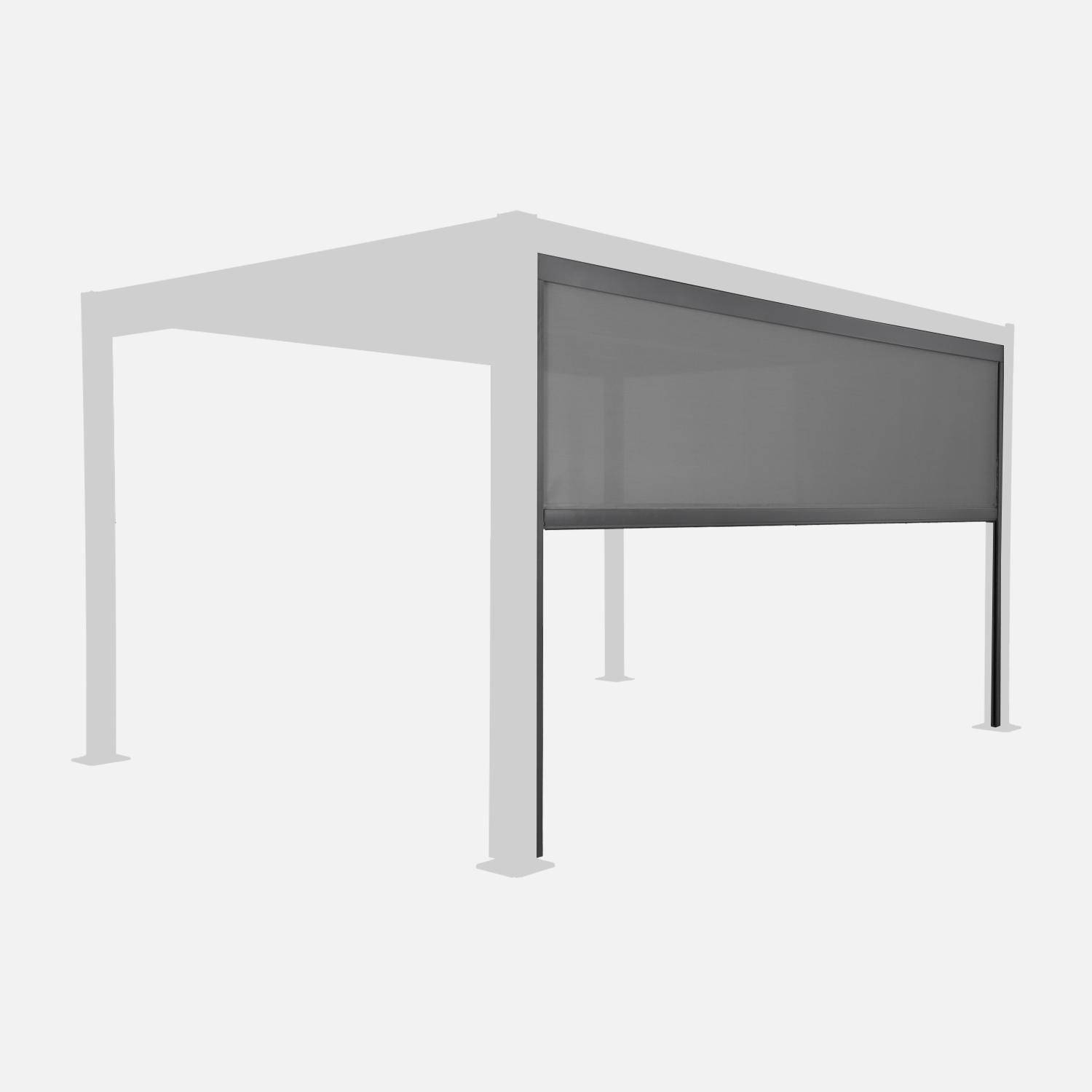 Pergola bioclimatique aluminium et acier 3x4m lames orientables + store 4m PALACE anthracite Photo2