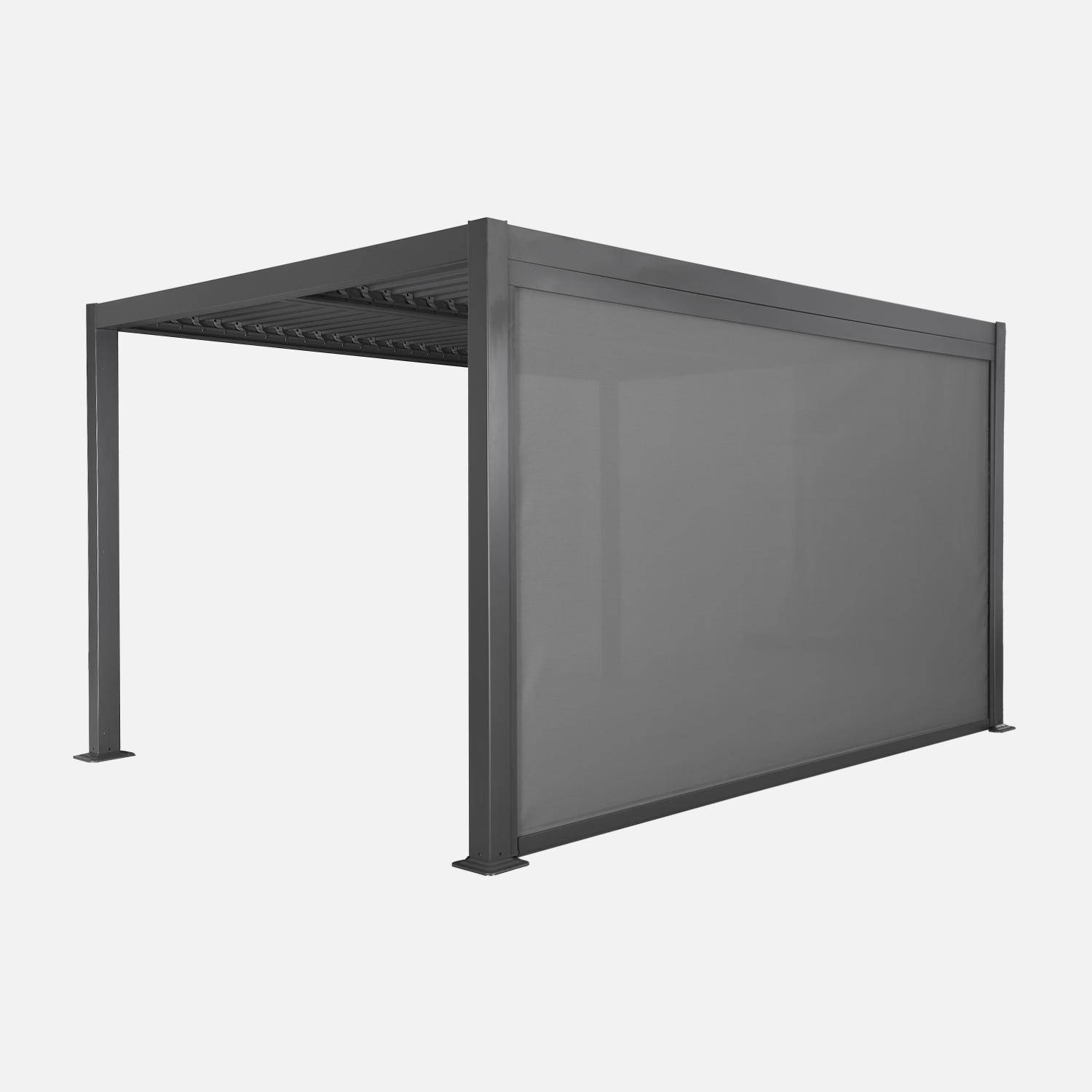 3x4m louvered aluminium and steel pergola + 4m privacy screen, Palace + screen, Anthracite, 392x292x224 cm Photo1