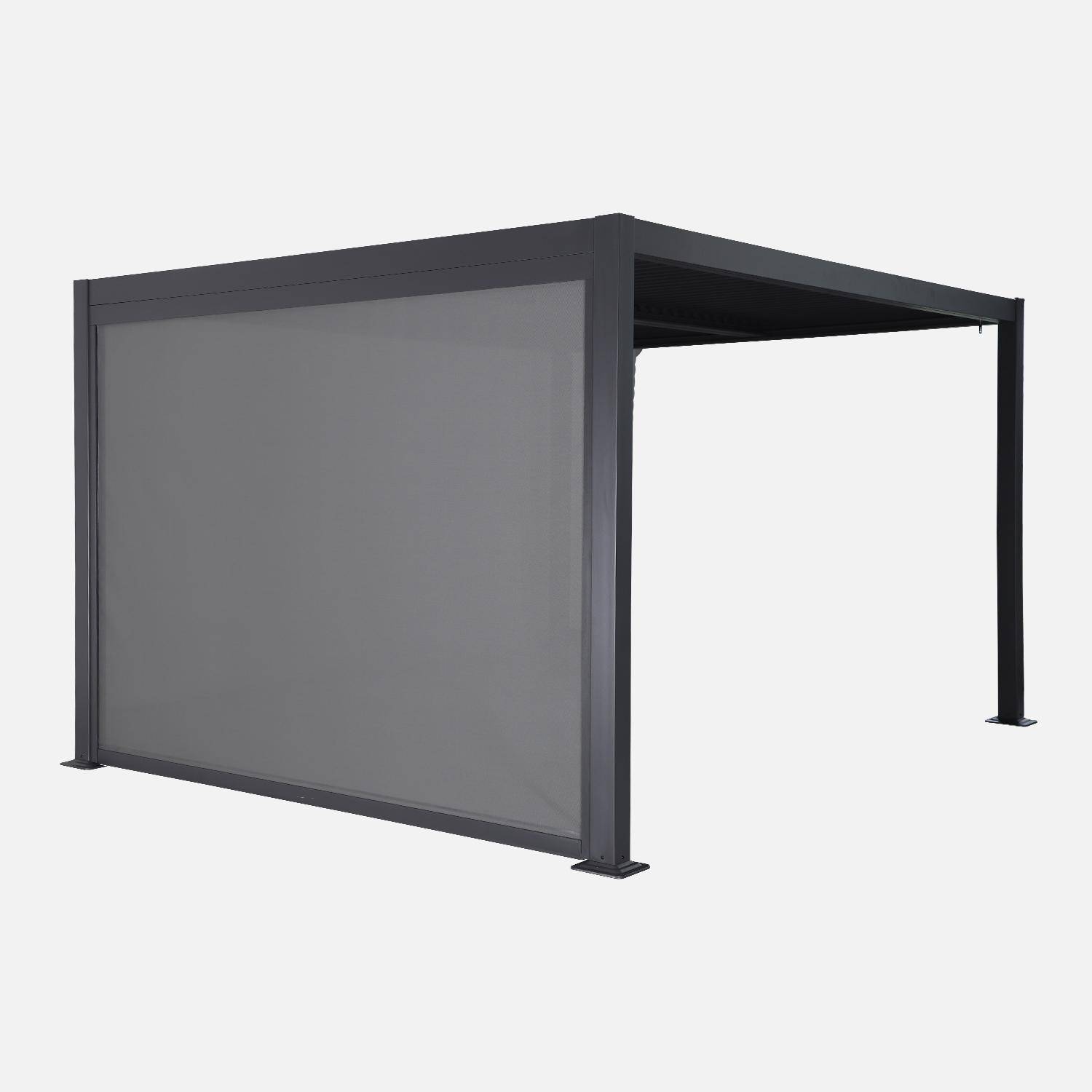 3x4 louvered aluminium pergola with 3m privacy screen, Palace + screen, Anthracite, 392x292x224 cm Photo1