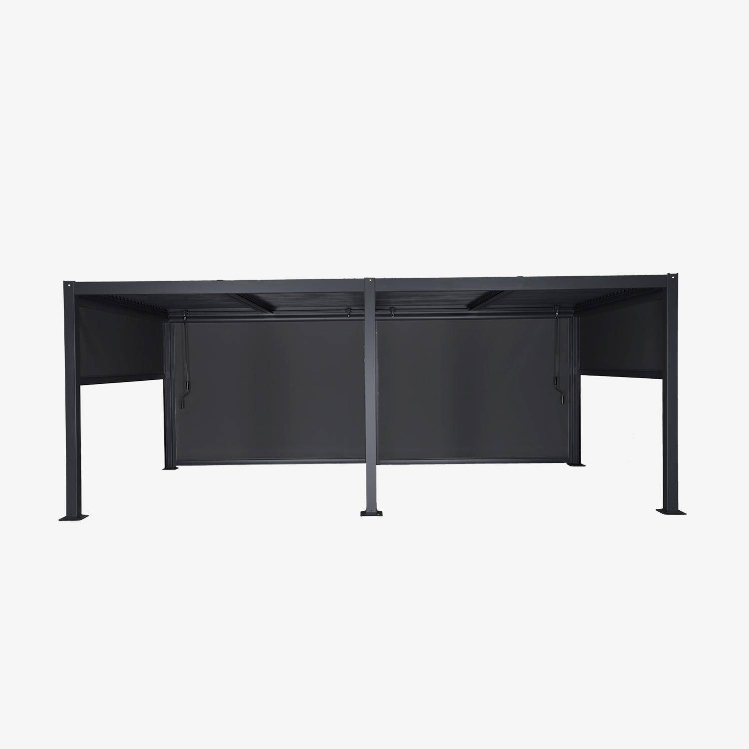 3x6m louvered aluminium pergola + 4 privacy screens of 3m, Palace + screens, Anthracite, 574x292x231 cm Photo5