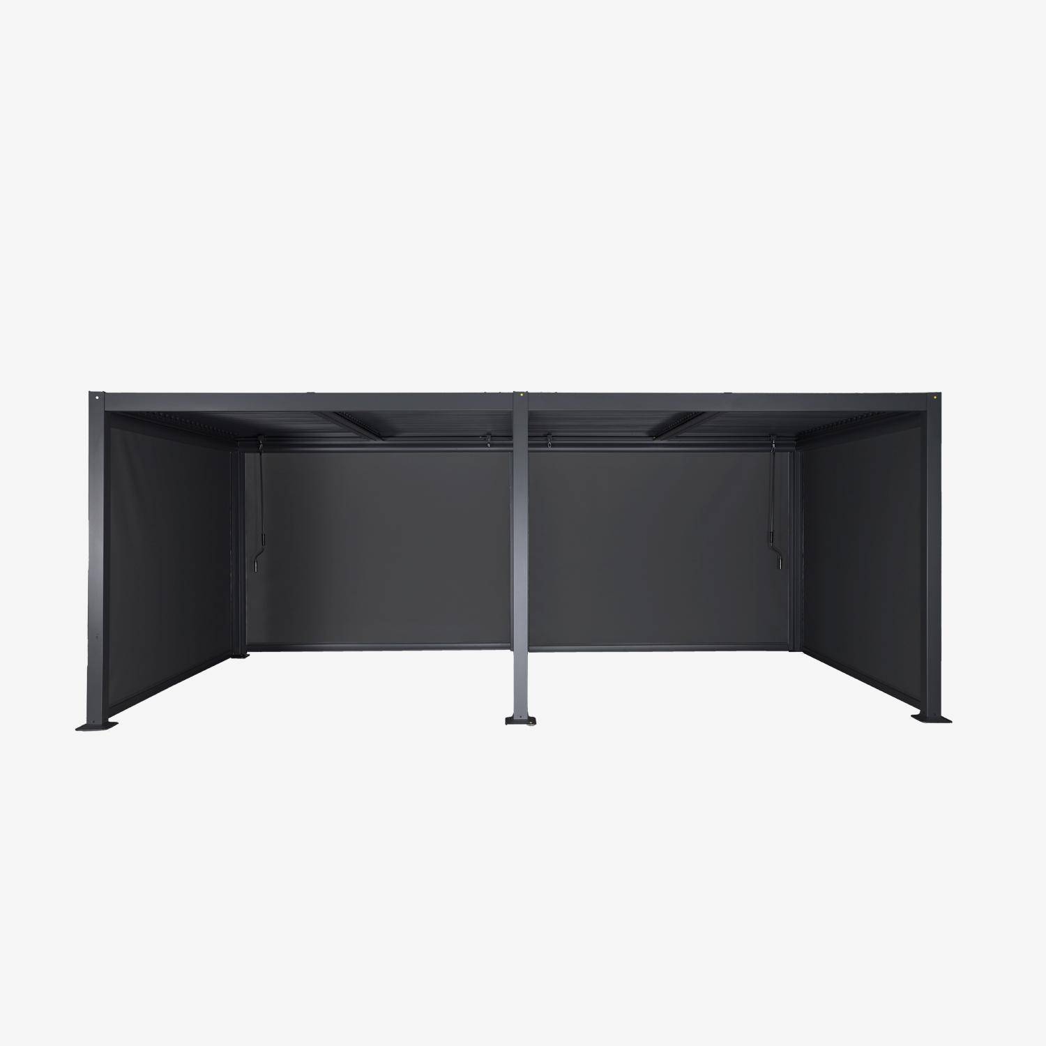 3x6m louvered aluminium pergola + 4 privacy screens of 3m, Palace + screens, Anthracite, 574x292x231 cm Photo4