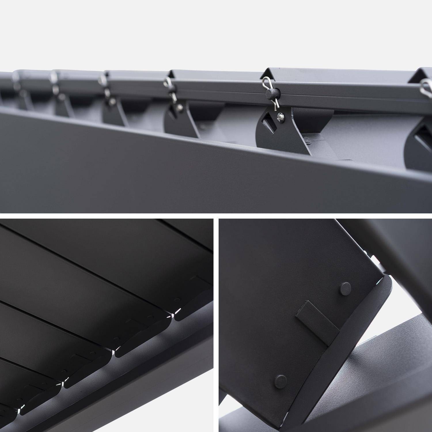 Pergola met lamellendak 6x3m aluminium lamellen verstelbaar met 4 zonneschermen 3m antraciet - Triomphe,sweeek,Photo4