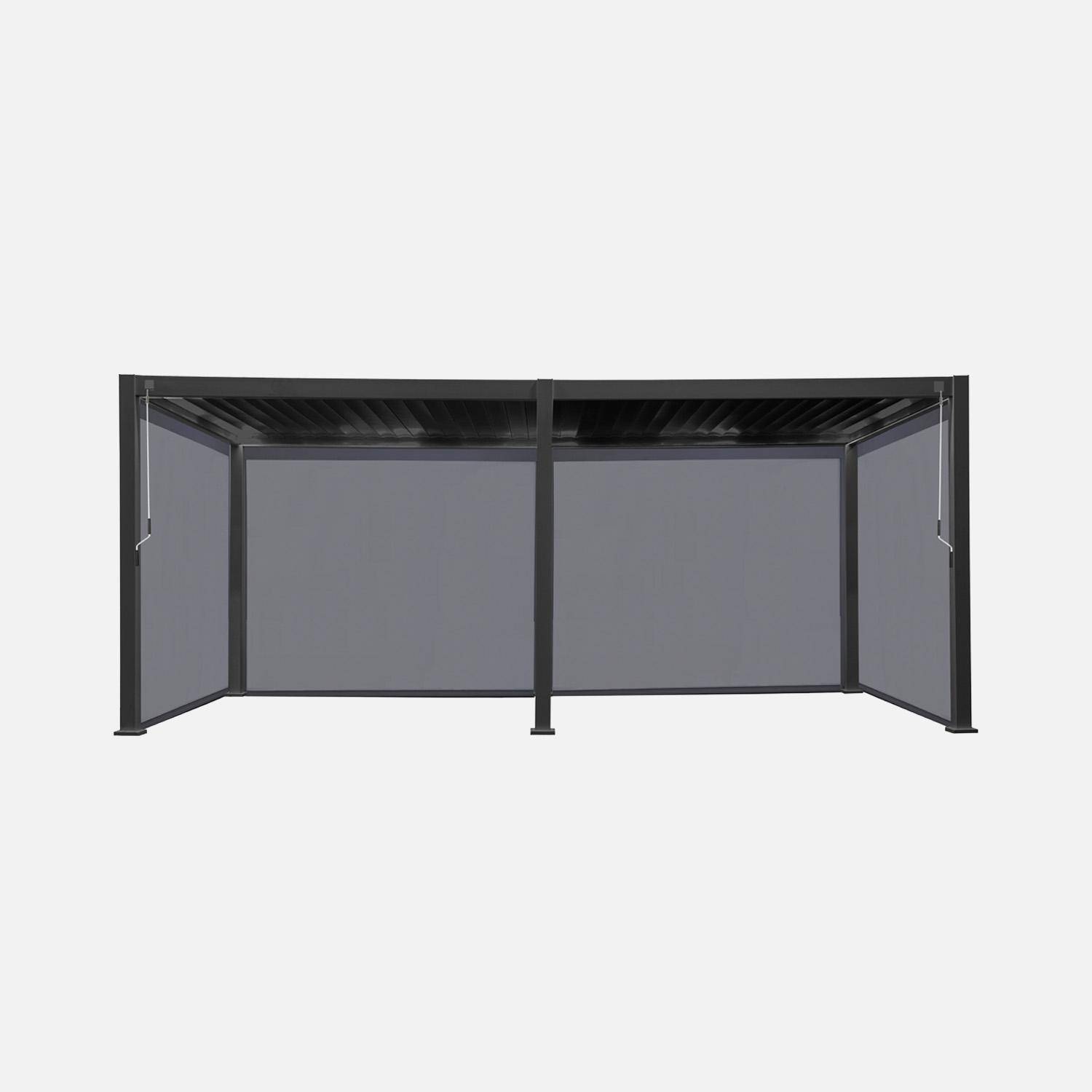  3x6m louvered aluminium  pergola + 4 privacy screens 3m, Triomphe + screens, Anthracite, 600x300x250 cm Photo1