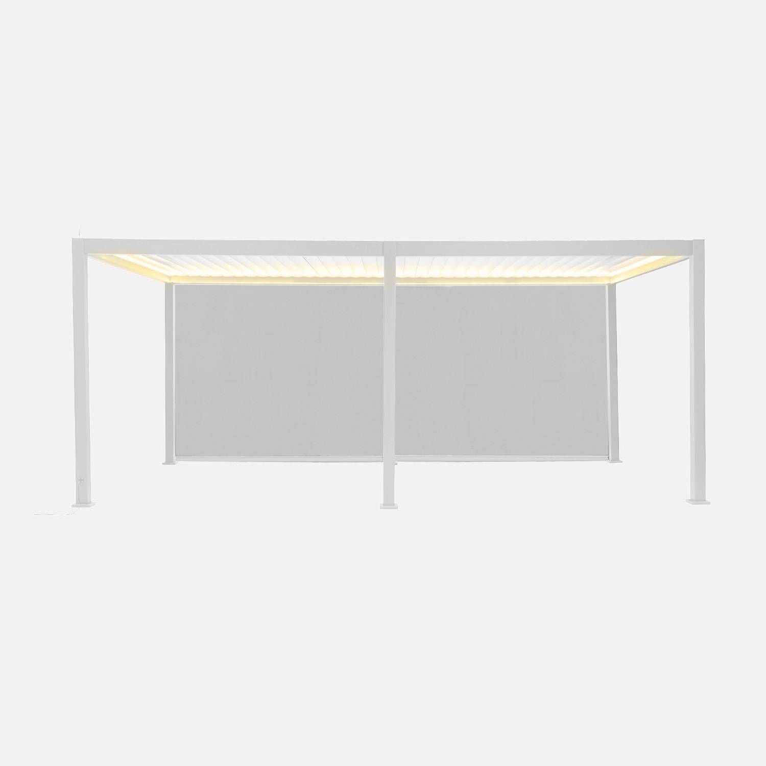 Pergola aluminium LED 3x6m  2 stores 3m blanc
