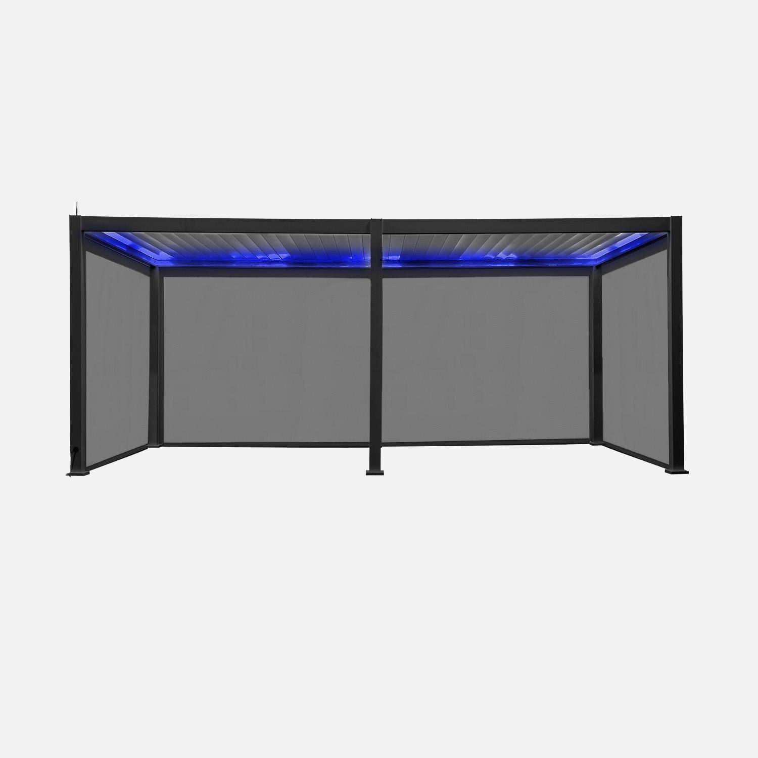 Pergola Bioclimatique électrique 3x6m, aluminium, à lames orientables avec éclairage LED + 4 stores 3m TRIOMPHE anthracite,sweeek,Photo2