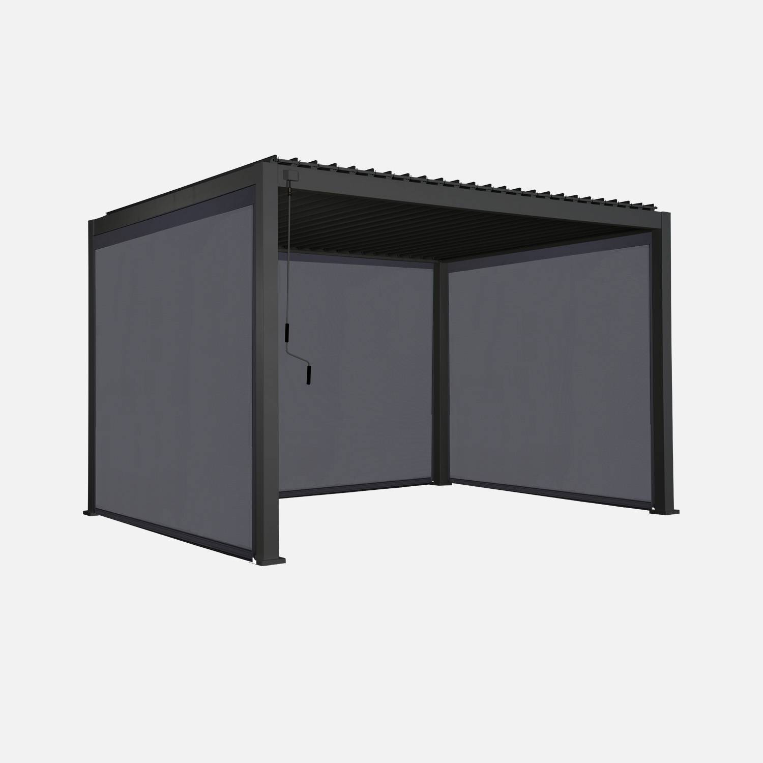 Bioklimatische Pergola 3x4m + 2 Markisen 3m + 1 Markise 4m anthrazit