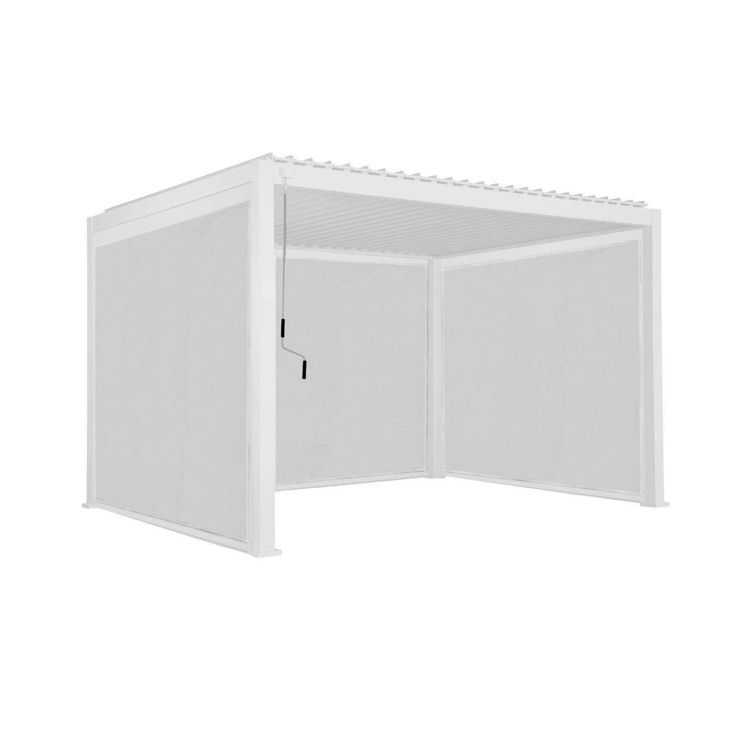 Bioklimatische Pergola 3x4m + 2 Markisen 3m + 1 Markise 4m weiß