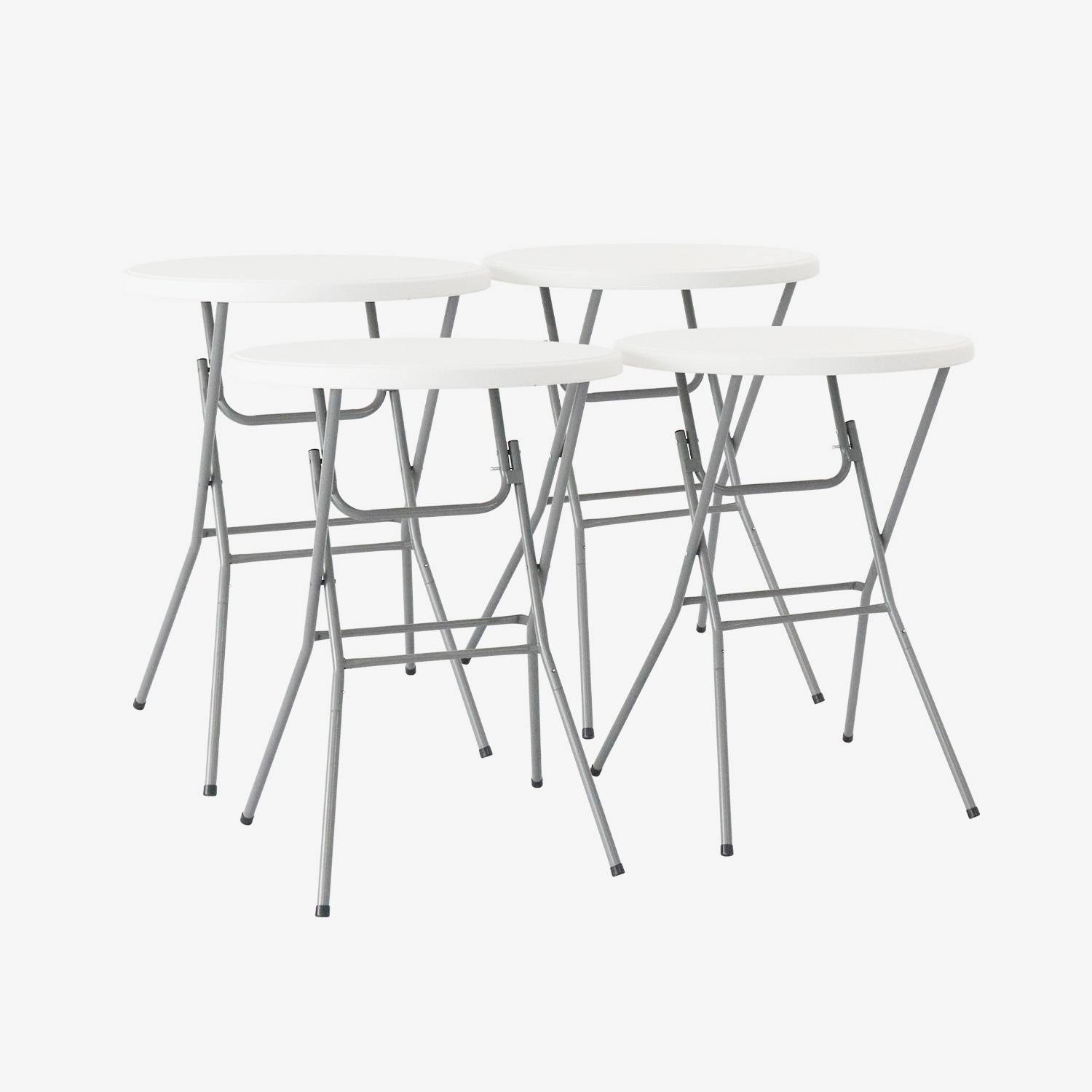 Lot de 4 tables de réception pliantes acier blanc