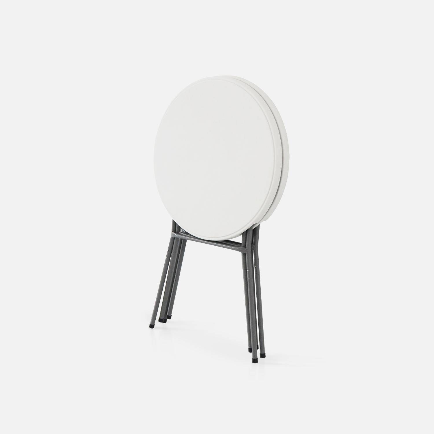 Lot de 4 tables de réception, tables mange debout pliantes acier blanc Photo5