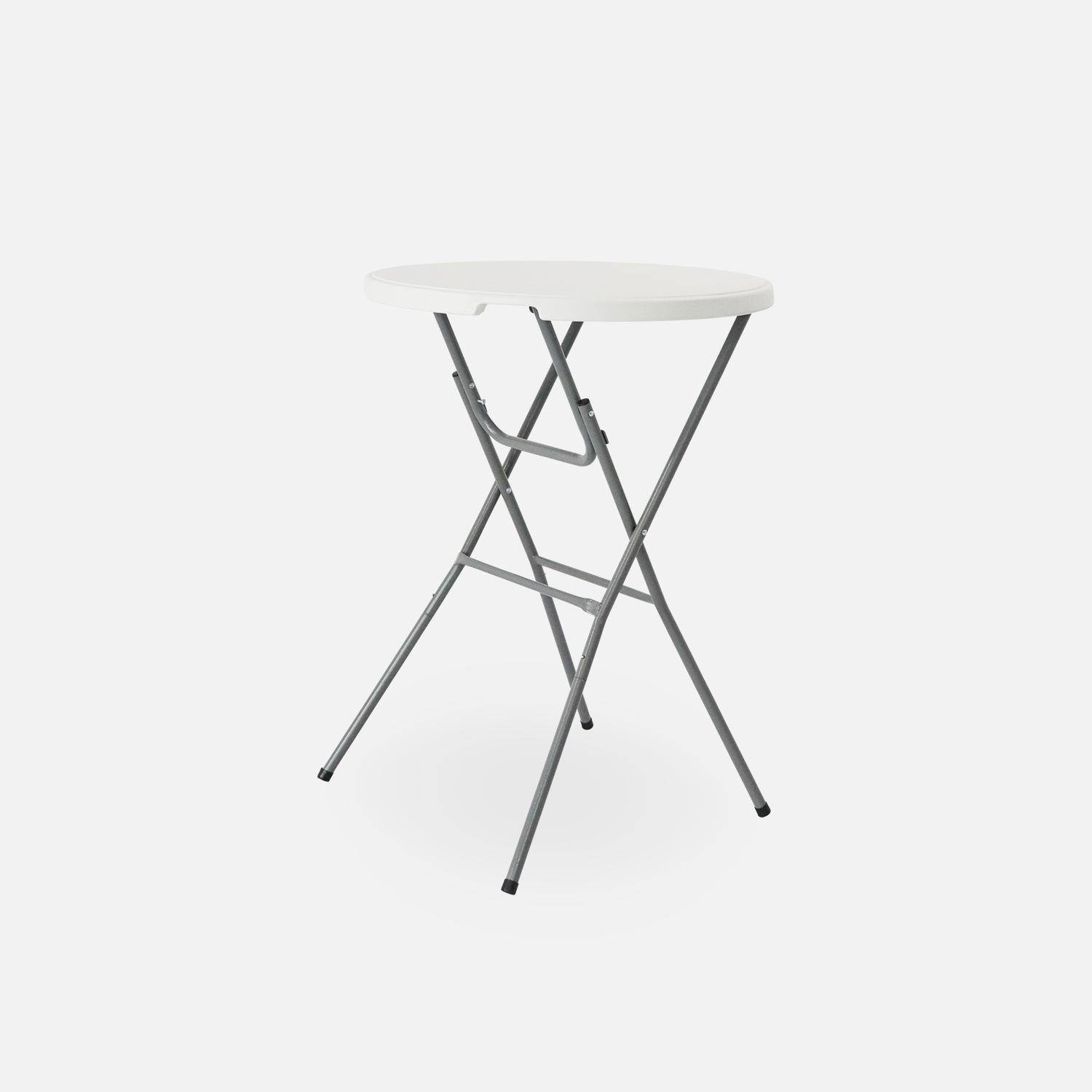 Lot de 4 tables de réception, tables mange debout pliantes acier blanc Photo3