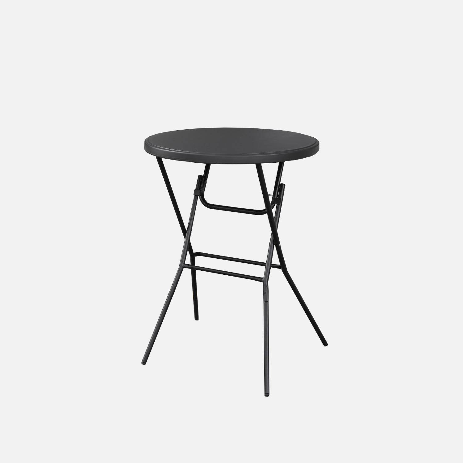 Lot de 4 tables de réception, tables mange debout pliantes acier gris foncé Photo3