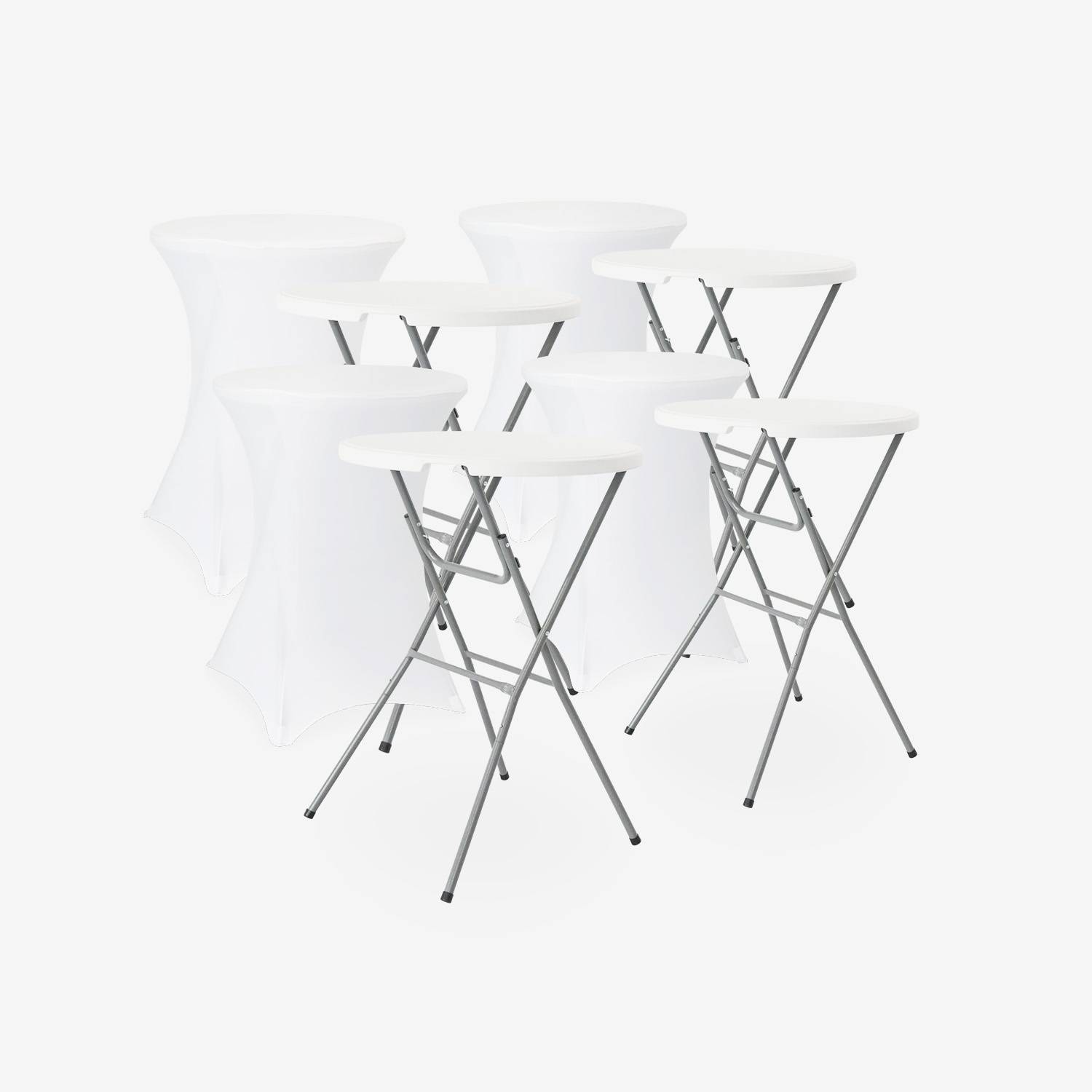Lot de 4 tables de réception pliantes acier avec housse blanc