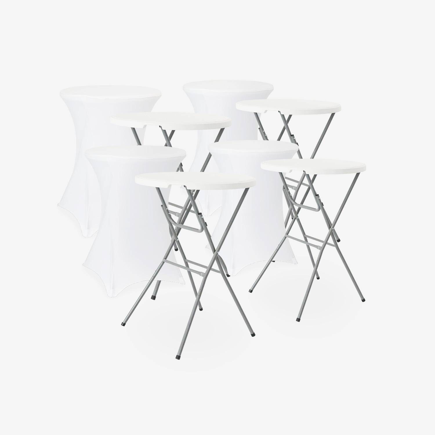 Lot de 4 tables de réception pliantes acier avec housse de protection housse en polyester blanc Gala  Photo2
