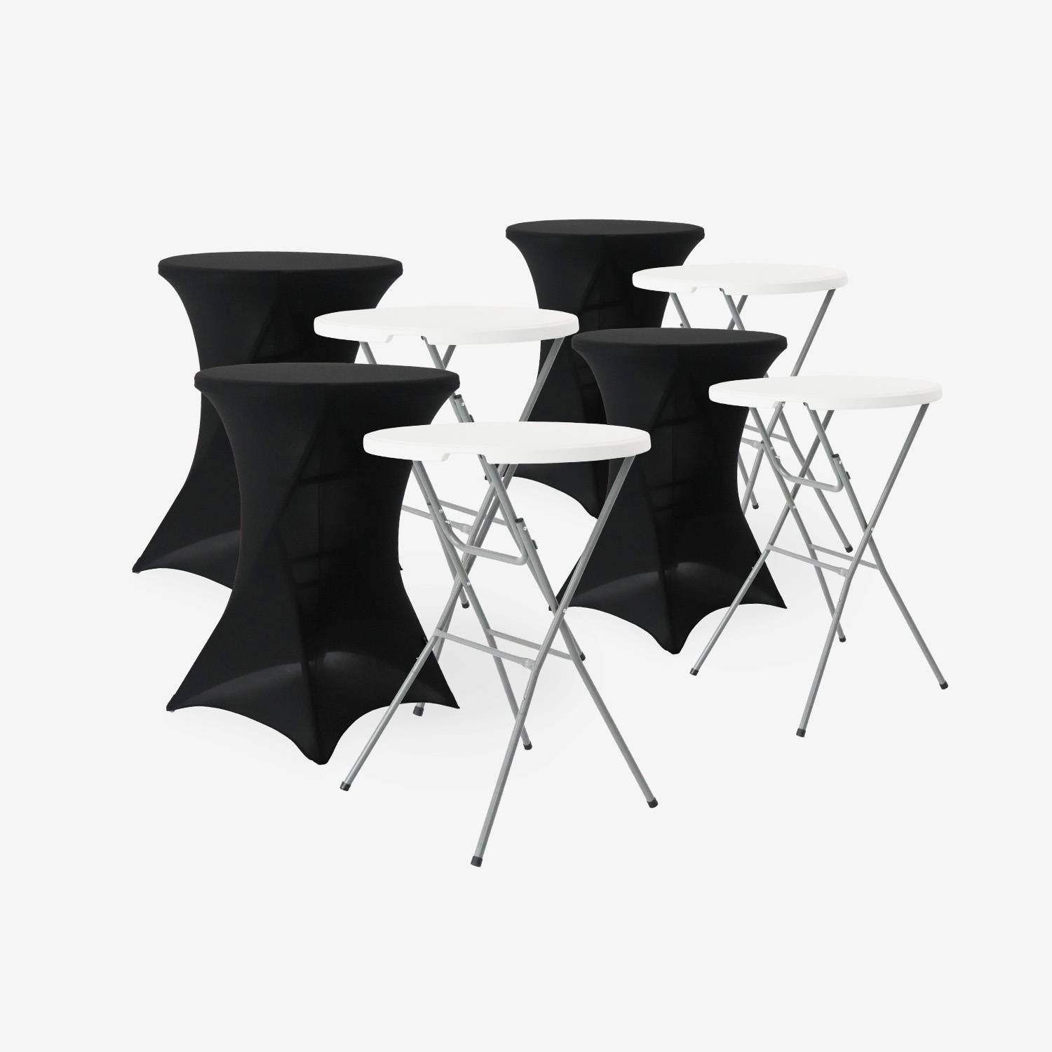 Lot de 4 tables de réception pliantes acier avec housse noir