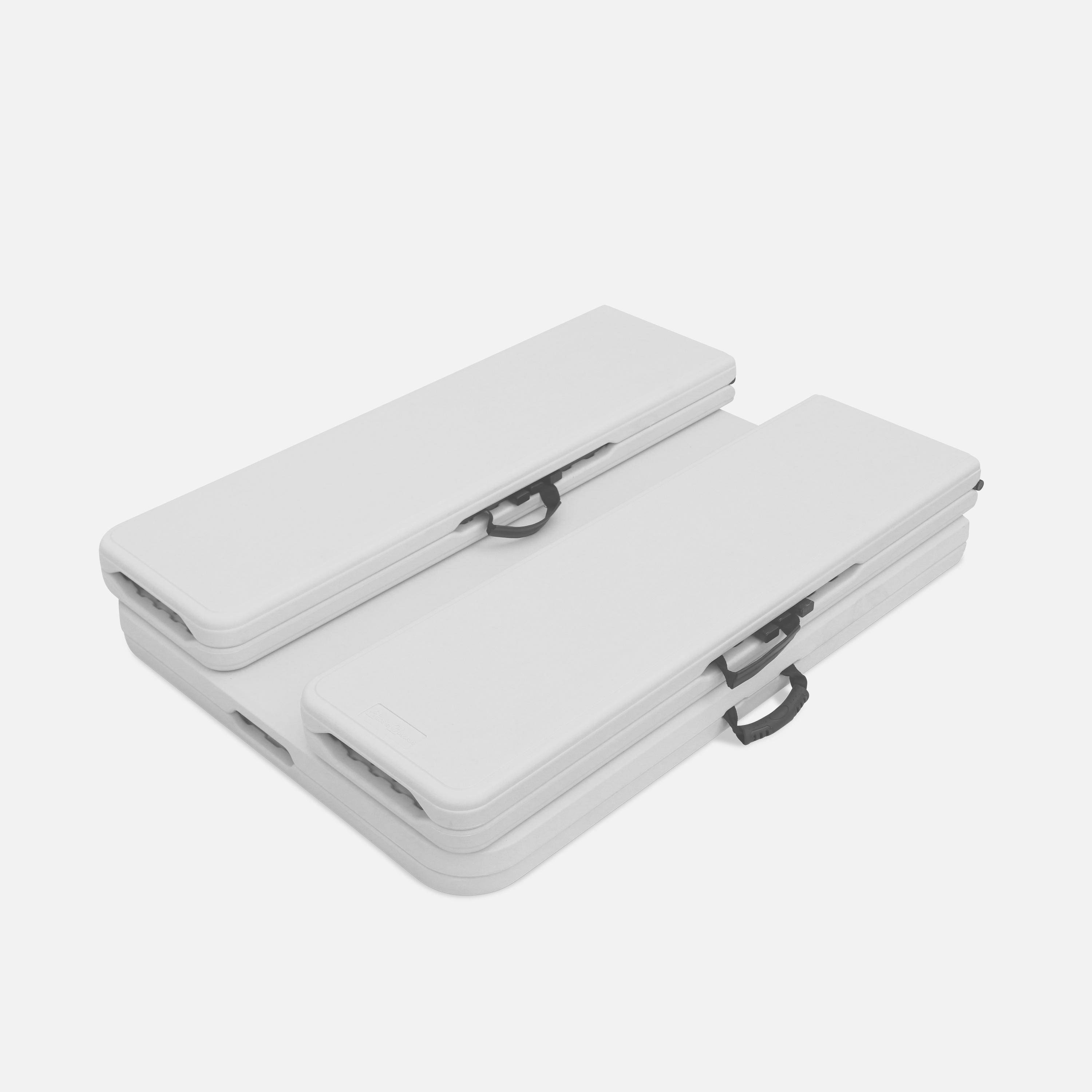 Set di 2 tavoli da ricevimento pieghevoli in acciaio, 2 panche Bianco - 180x69.5x73.5 cm,sweeek,Photo5