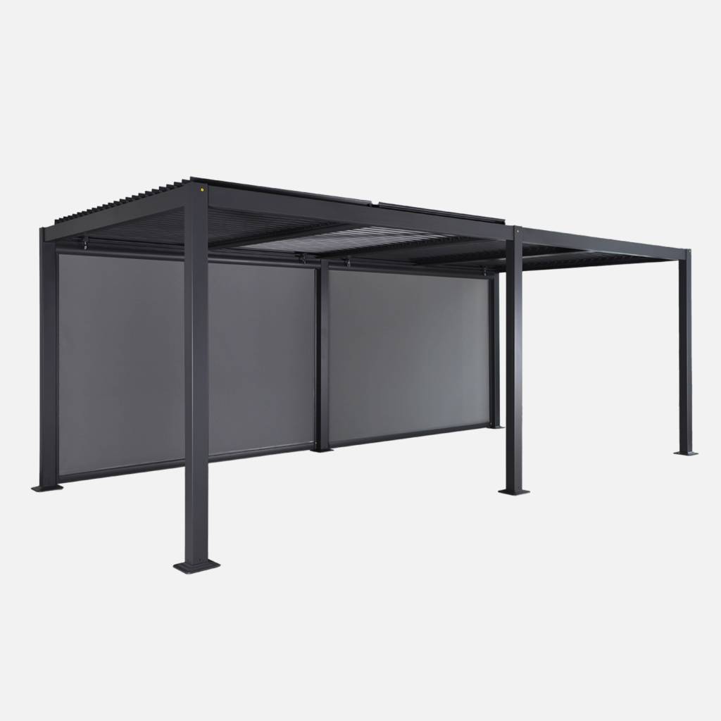 Pergola mit Lamellendach 3x6m + 4 Markisen 3m anthrazit | sweeek