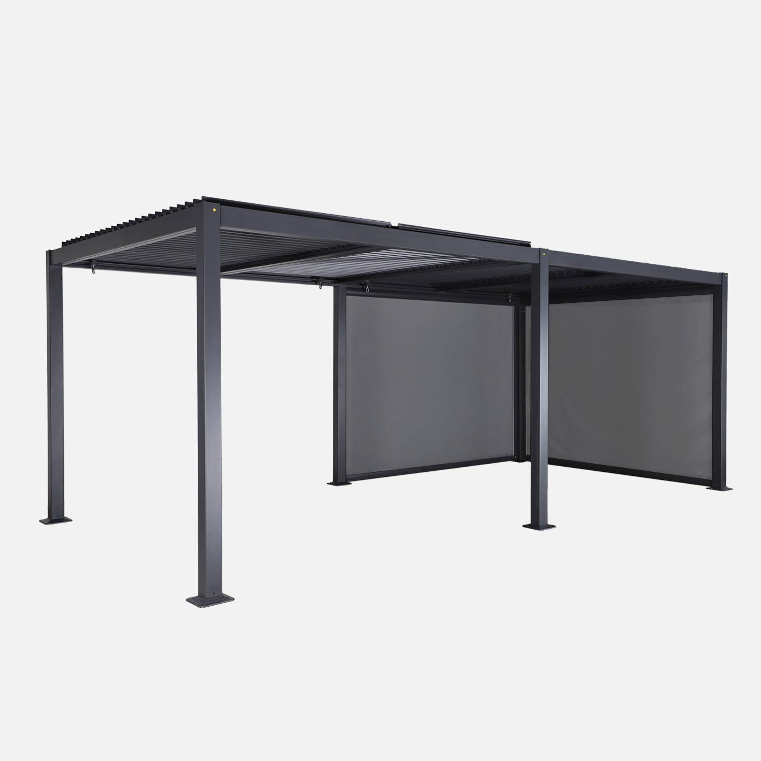 Pergola bioclimatica 3x6m + 2 tende 3m Antracite - 574x272x231 cm,sweeek,Photo4