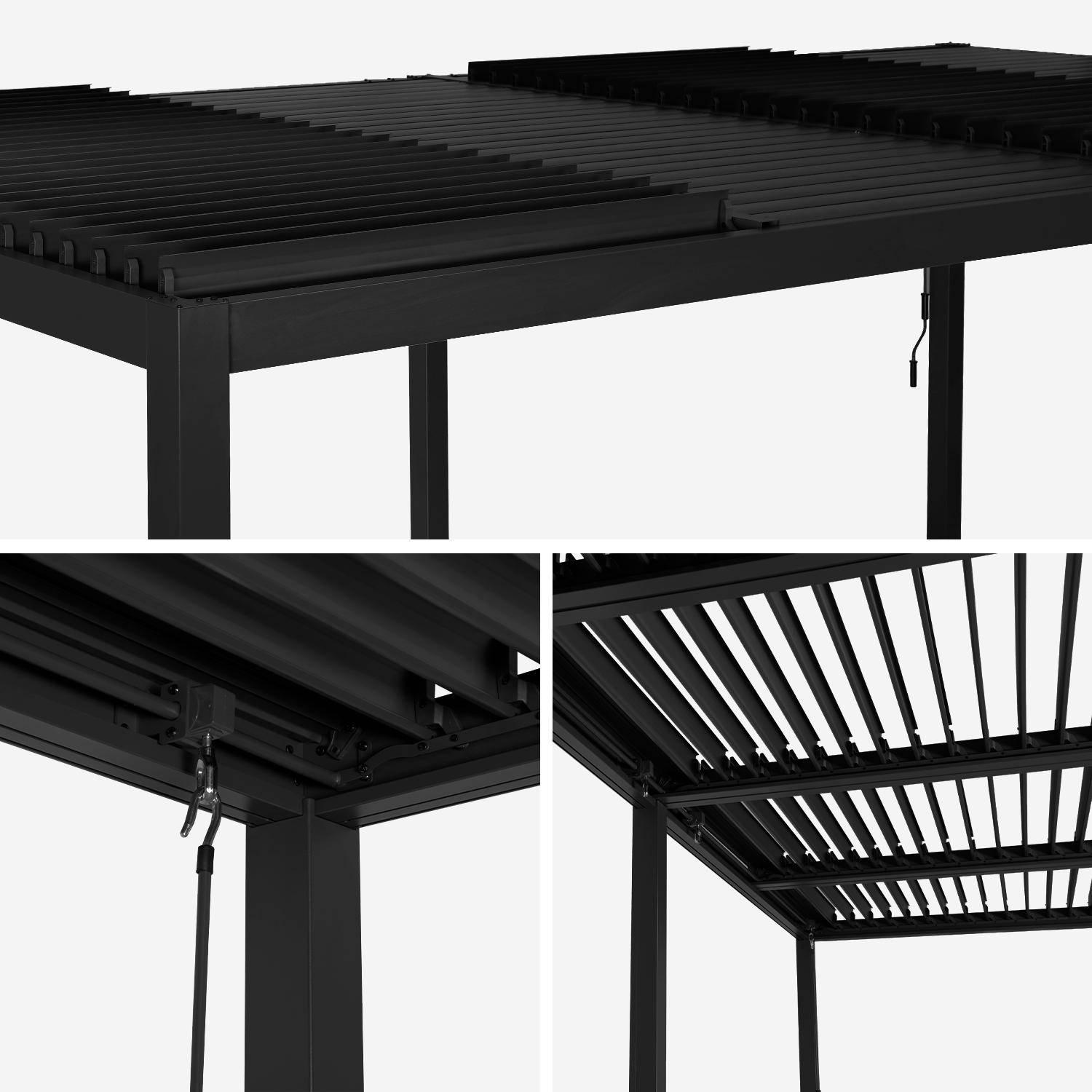 3x6m louvered aluminium pergola with + 2 privacy screens 3m, Palace + screens, Anthracite, 574x272x231 cm,sweeek,Photo4