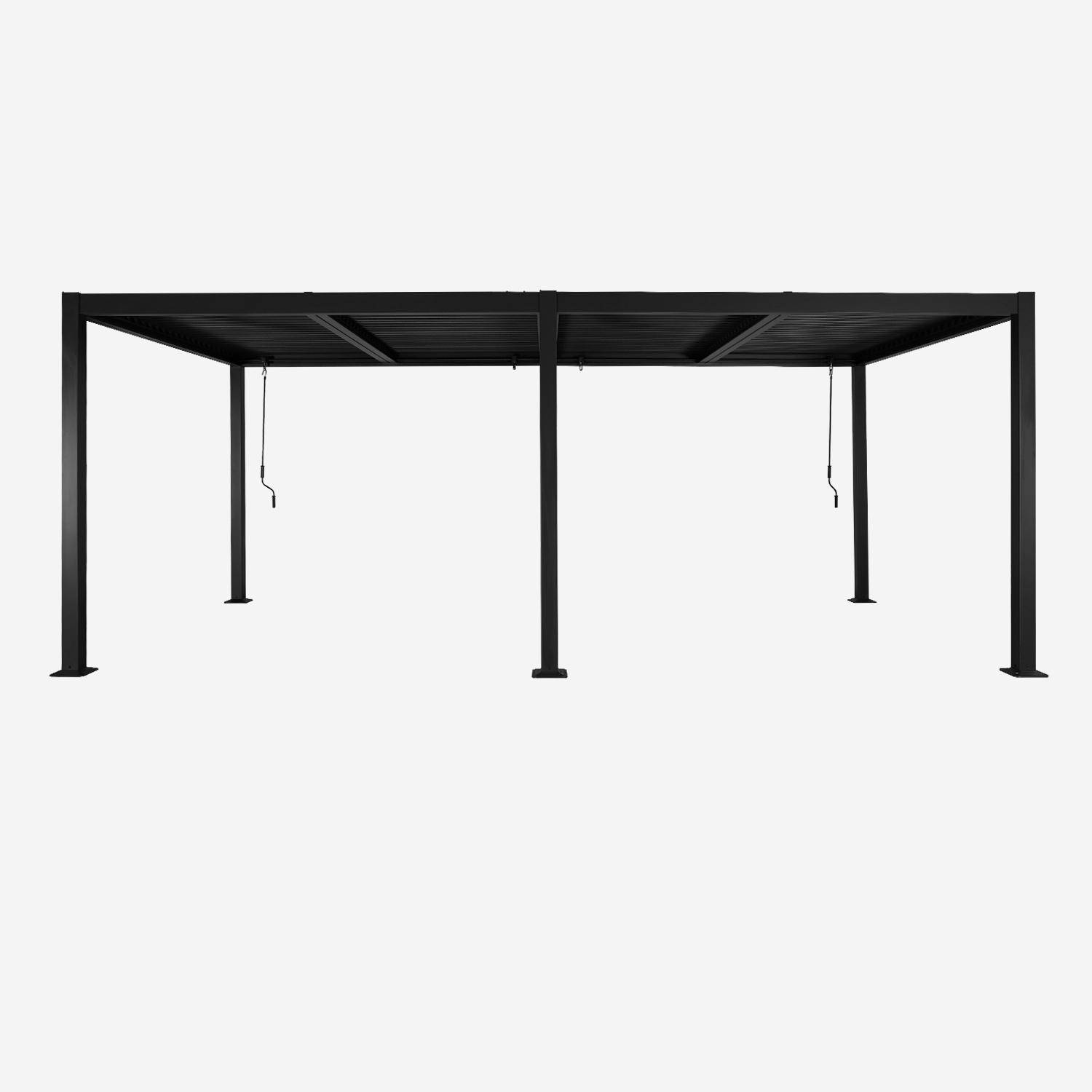 3x6m louvered aluminium pergola with + 2 privacy screens 3m, Palace + screens, Anthracite, 574x272x231 cm Photo3