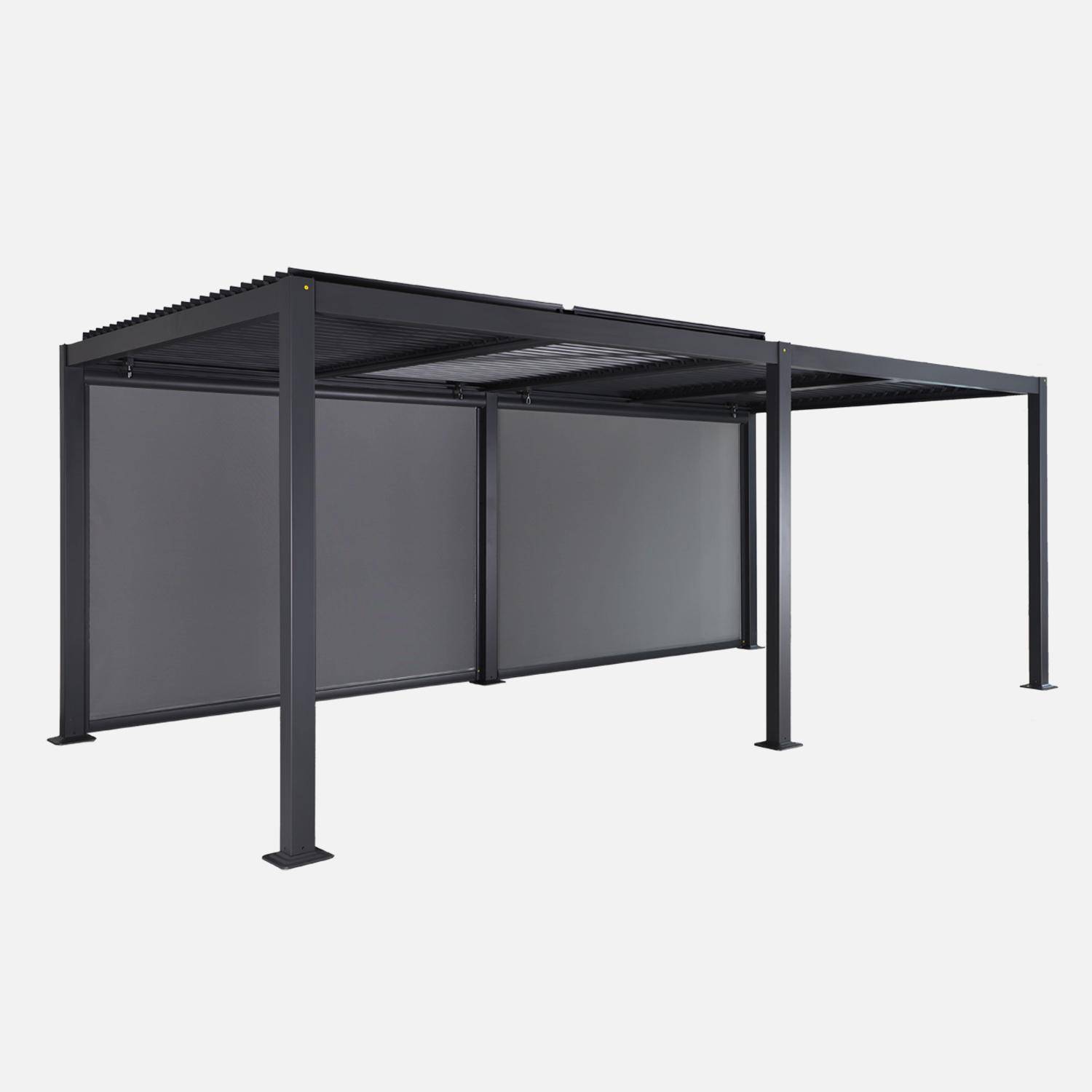 Pergola bioclimatica 3x6m + 2 tende 3m Antracite - 574x272x231 cm Photo2