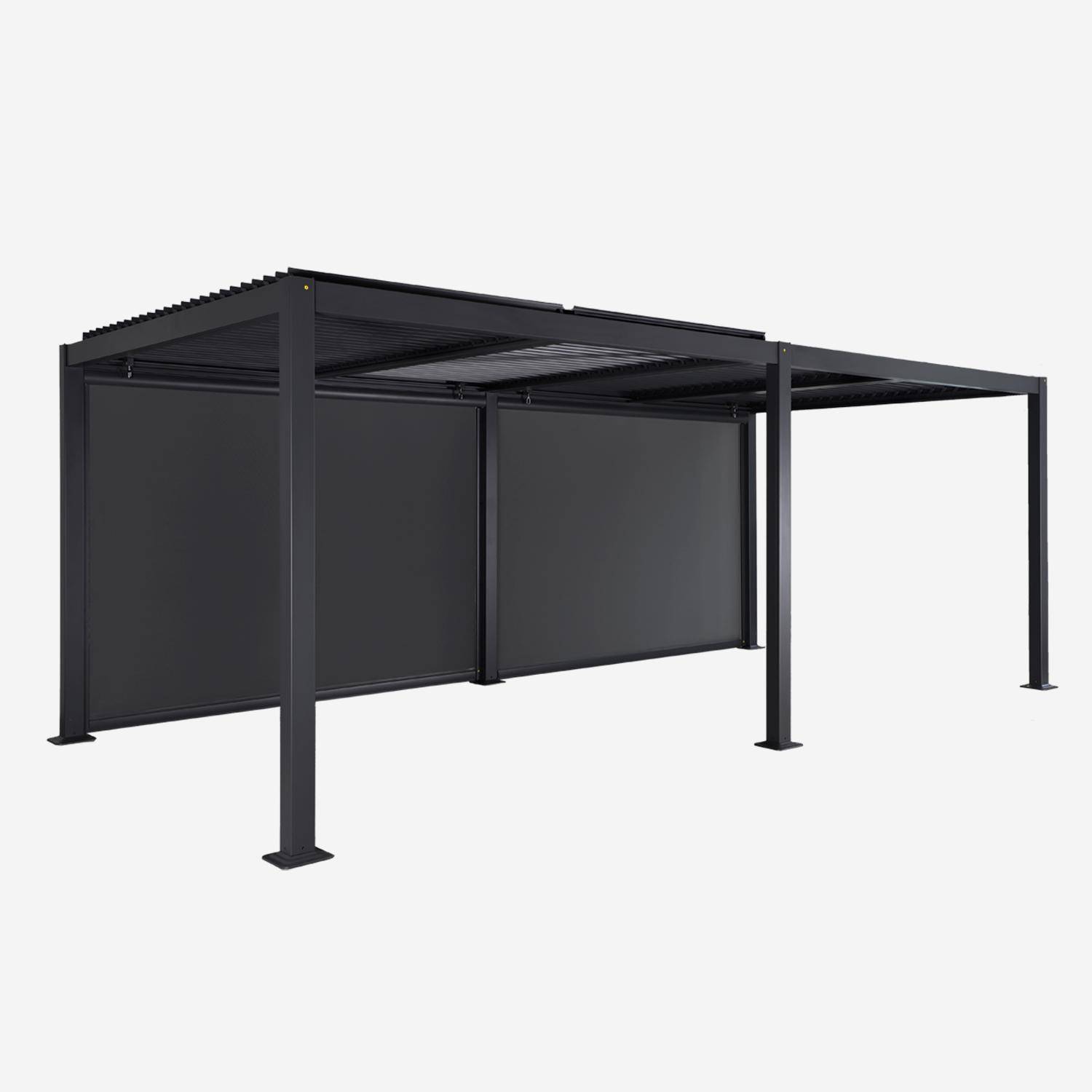 3x6m louvered aluminium pergola with + 2 privacy screens 3m, Palace + screens, Anthracite, 574x272x231 cm Photo1