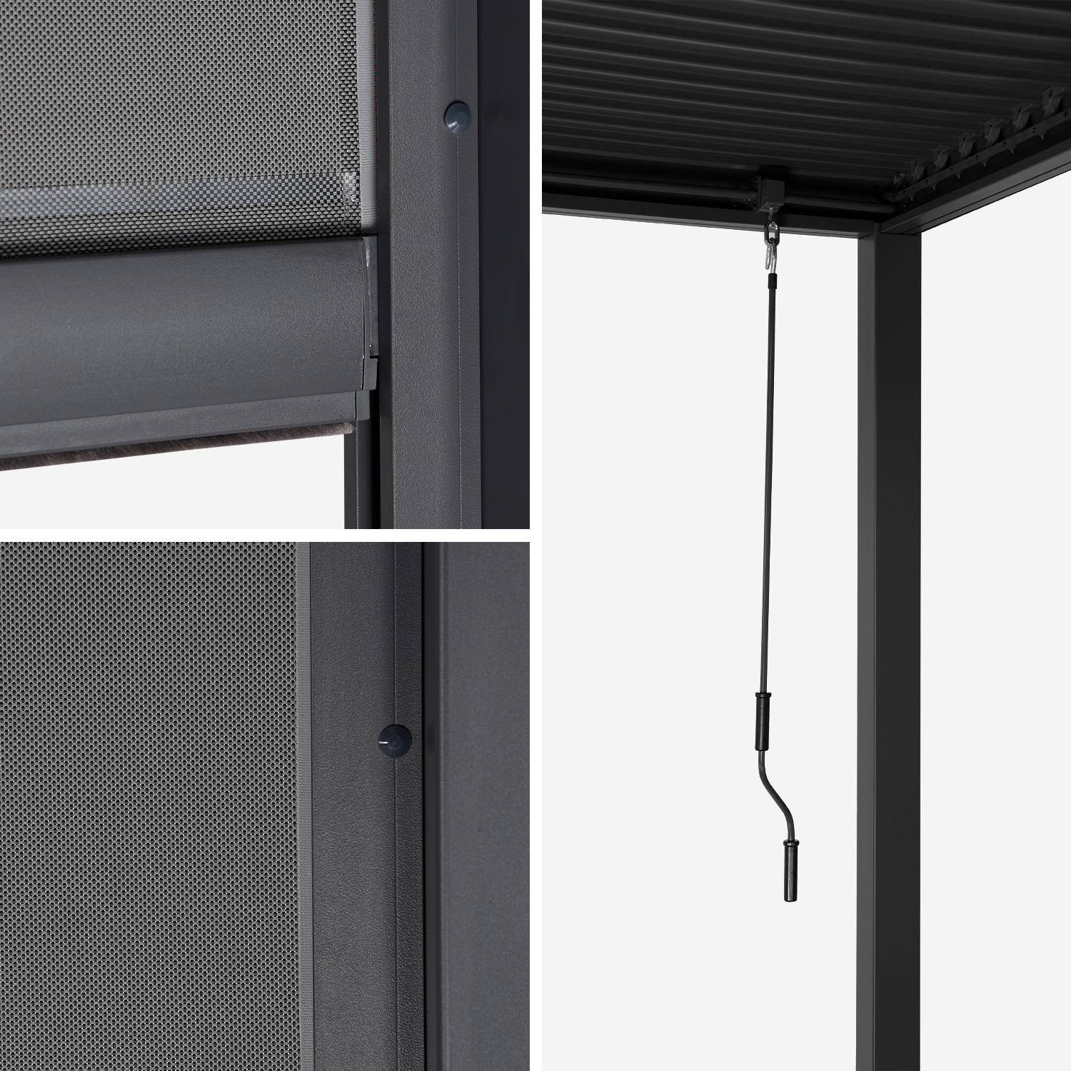 3x6m louvered aluminium pergola with + 2 privacy screens 3m, Palace + screens, Anthracite, 574x272x231 cm Photo5