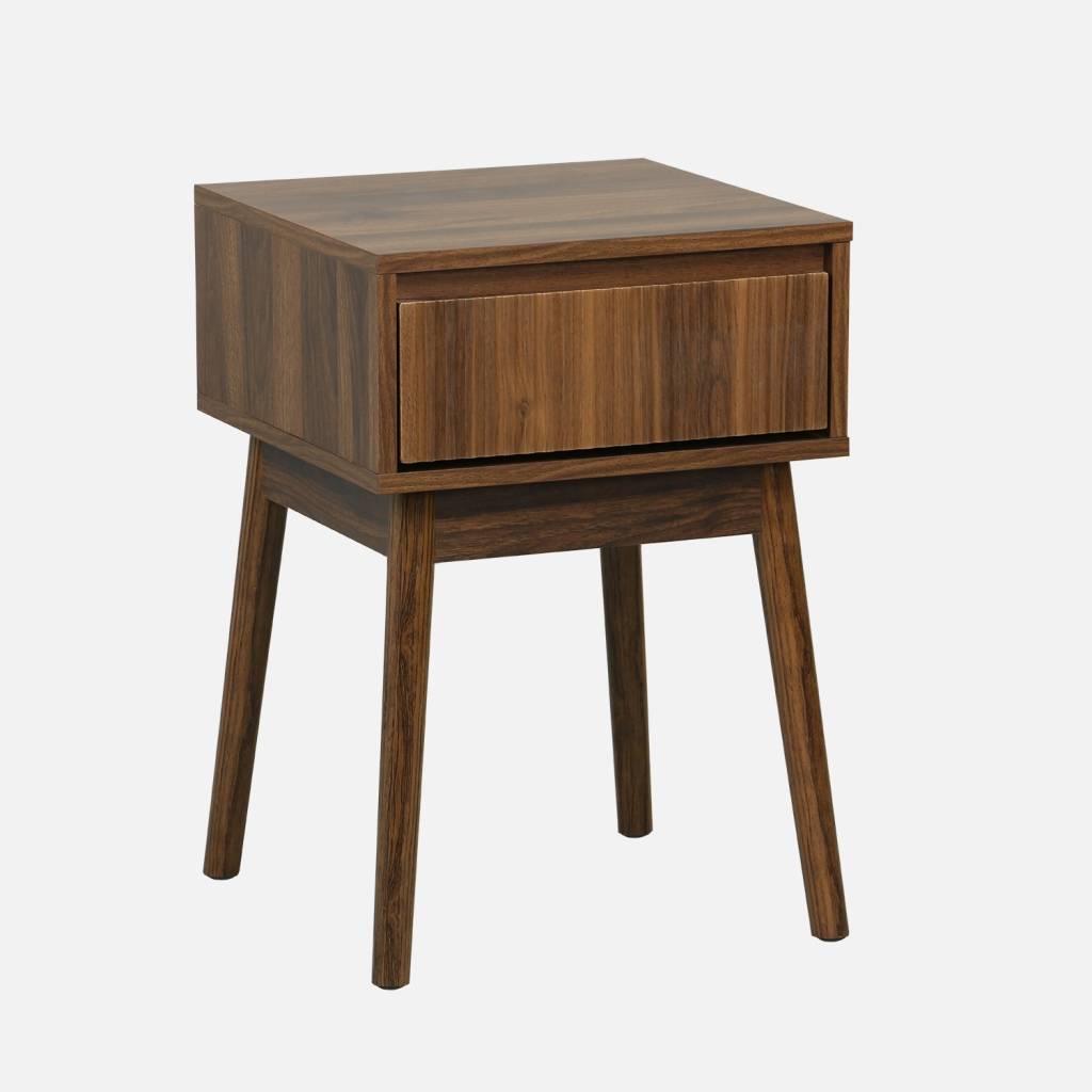 Comodino decorazione legno 1 cassetto, Noce