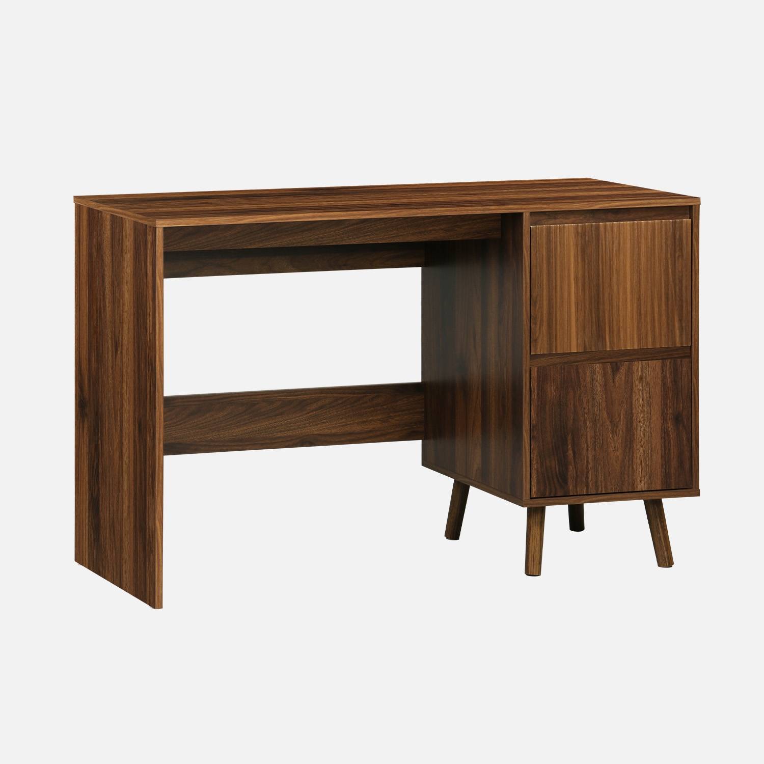 Bureau avec 2 tiroirs noyer