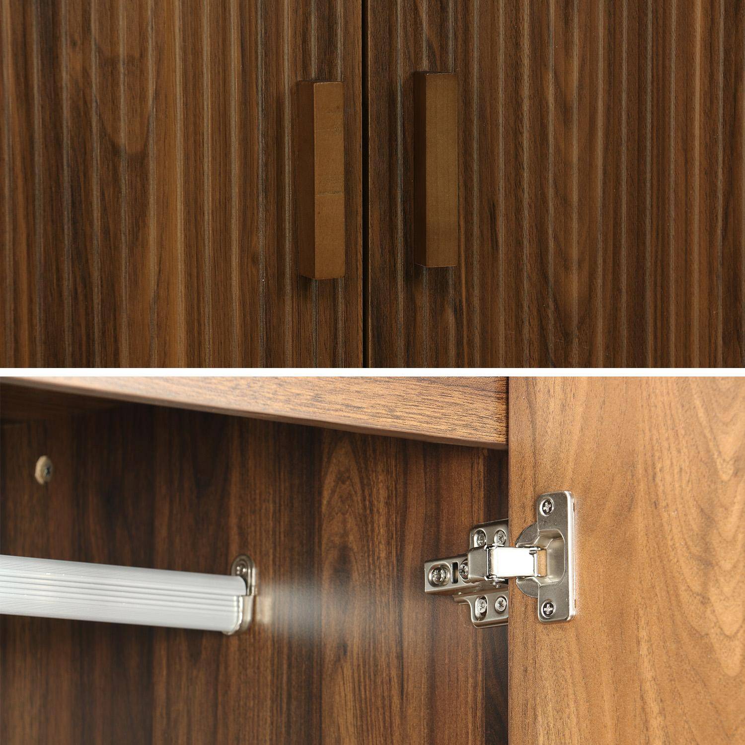 Vestidor, armario de dos puertas, Linear, Madera de nogal, 80x48x180 cm Photo6