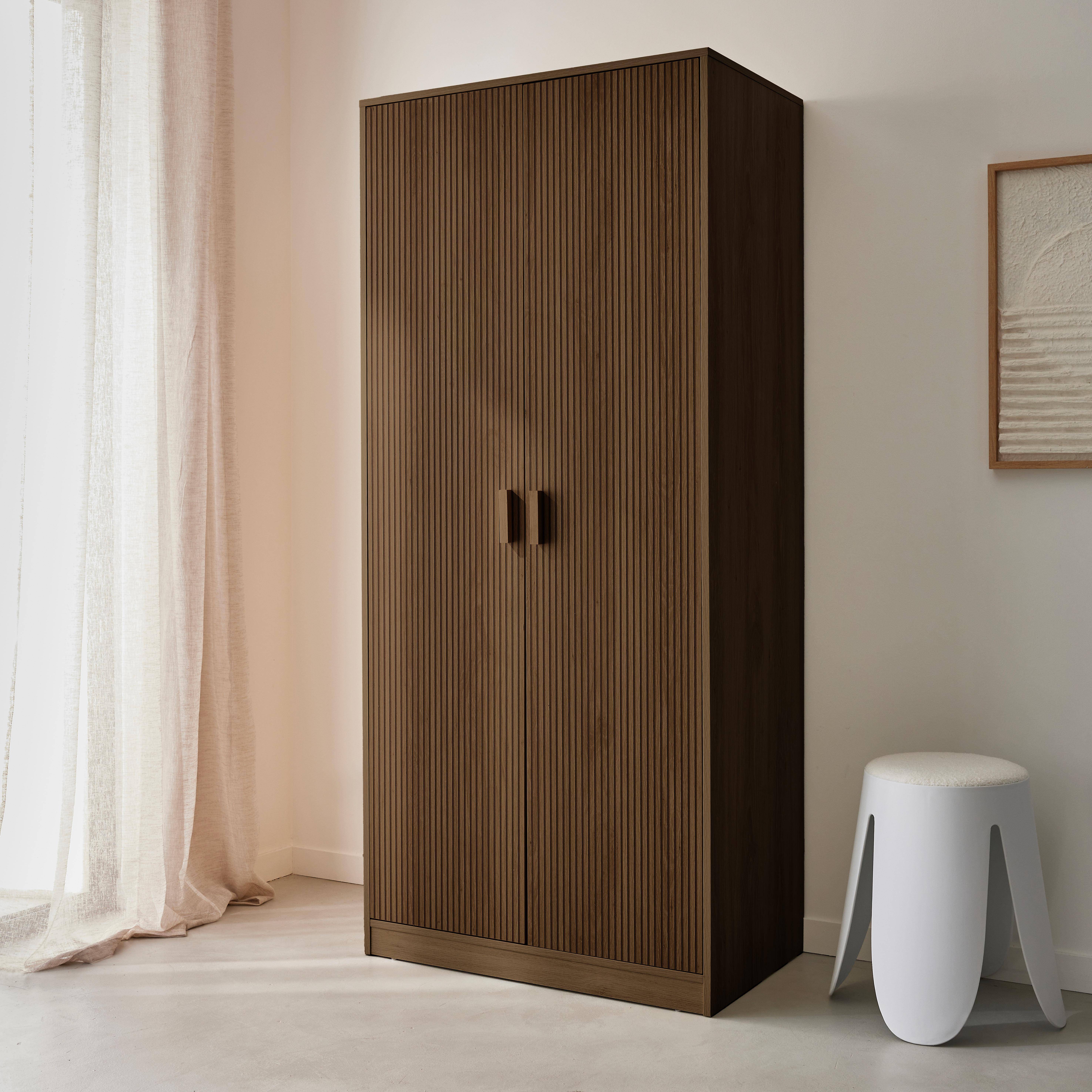 Vestidor, armario de dos puertas, Linear, Madera de nogal, 80x48x180 cm Photo1