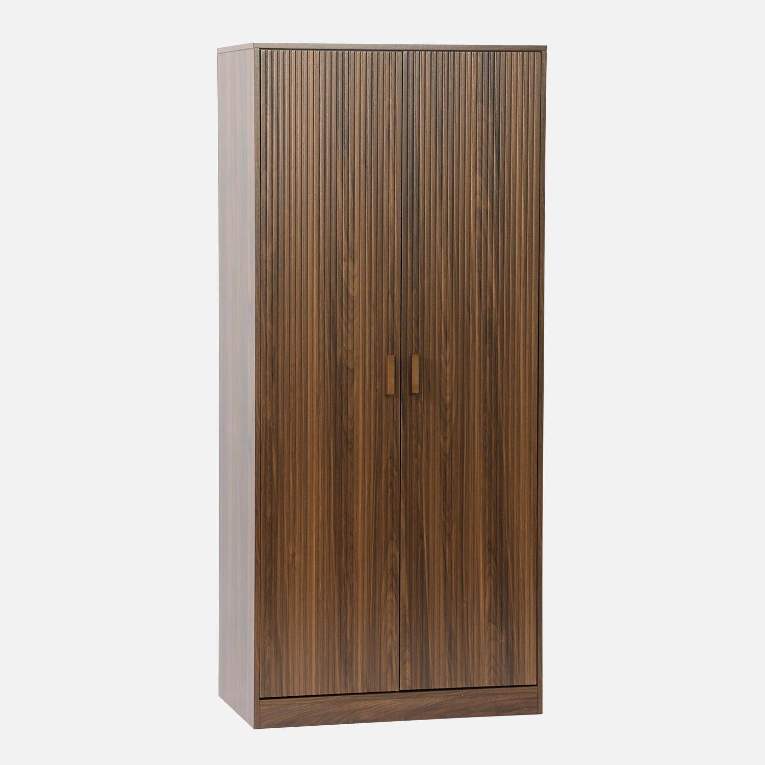 Vestidor, armario de dos puertas, Linear, Madera de nogal, 80x48x180 cm Photo4