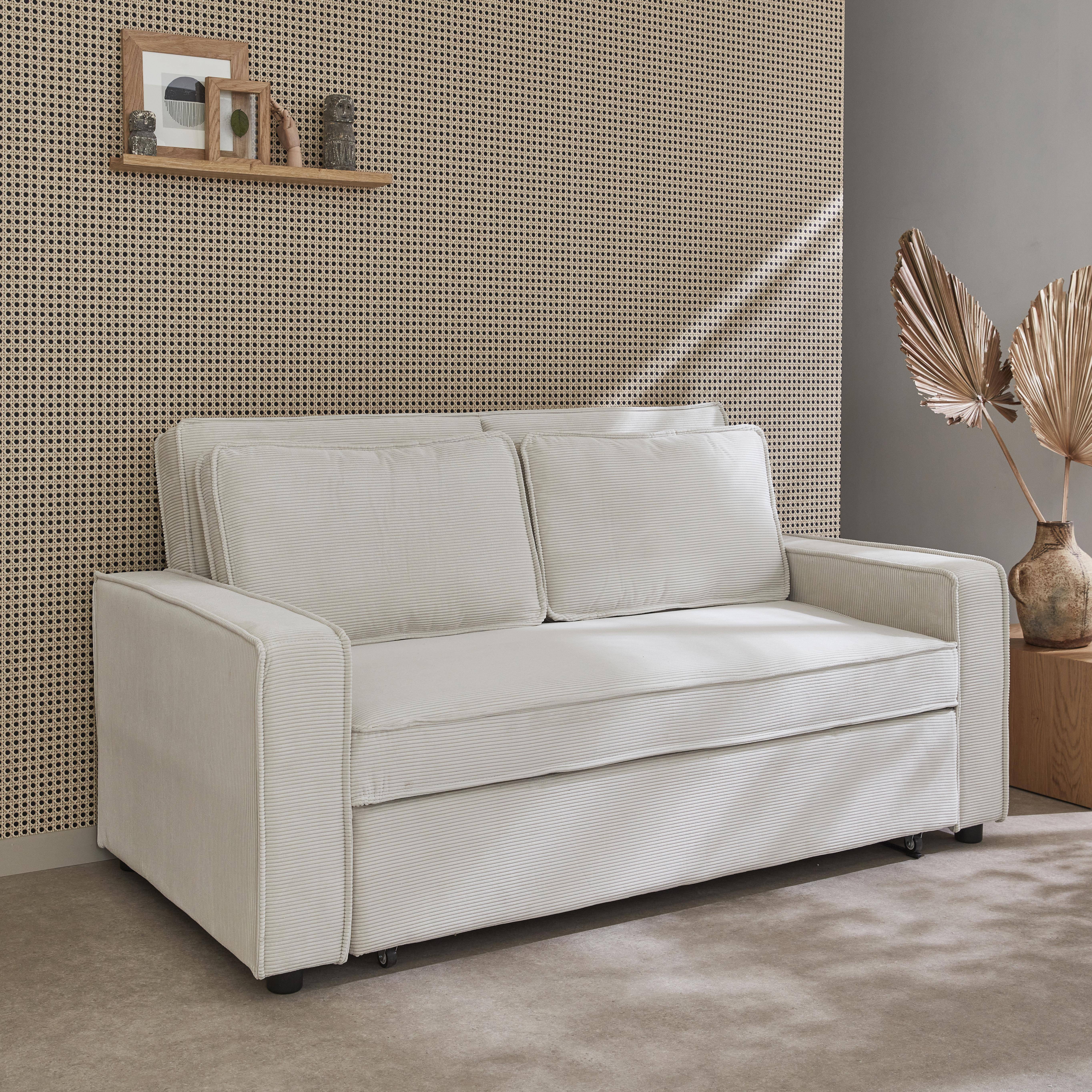 3-seater corduroy sofa bed, Chill, 172.5x91.5x88.5 cm Photo2