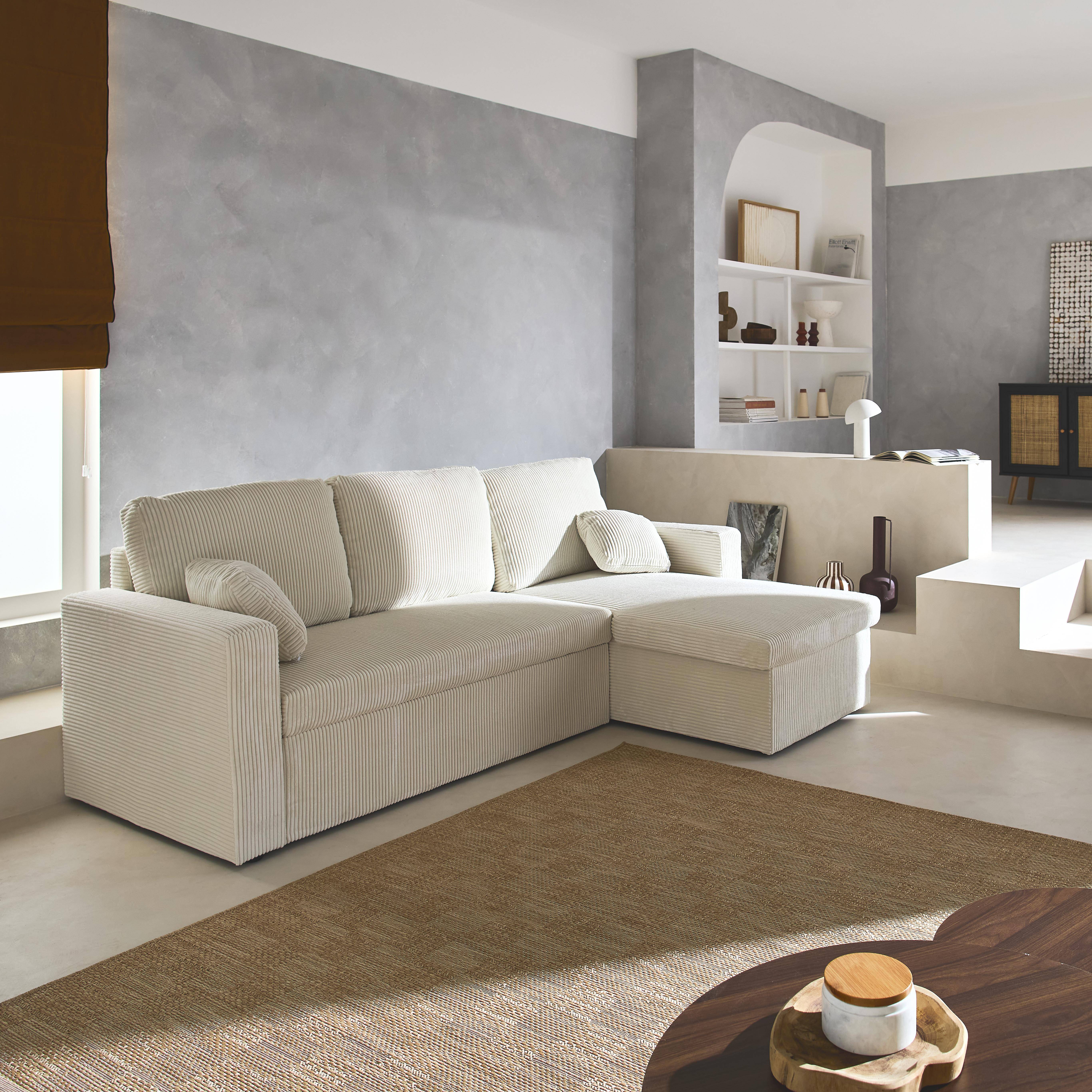 3-seater large corduroy corner sofa bed, Ida, 219x132.5x84 cm Photo1