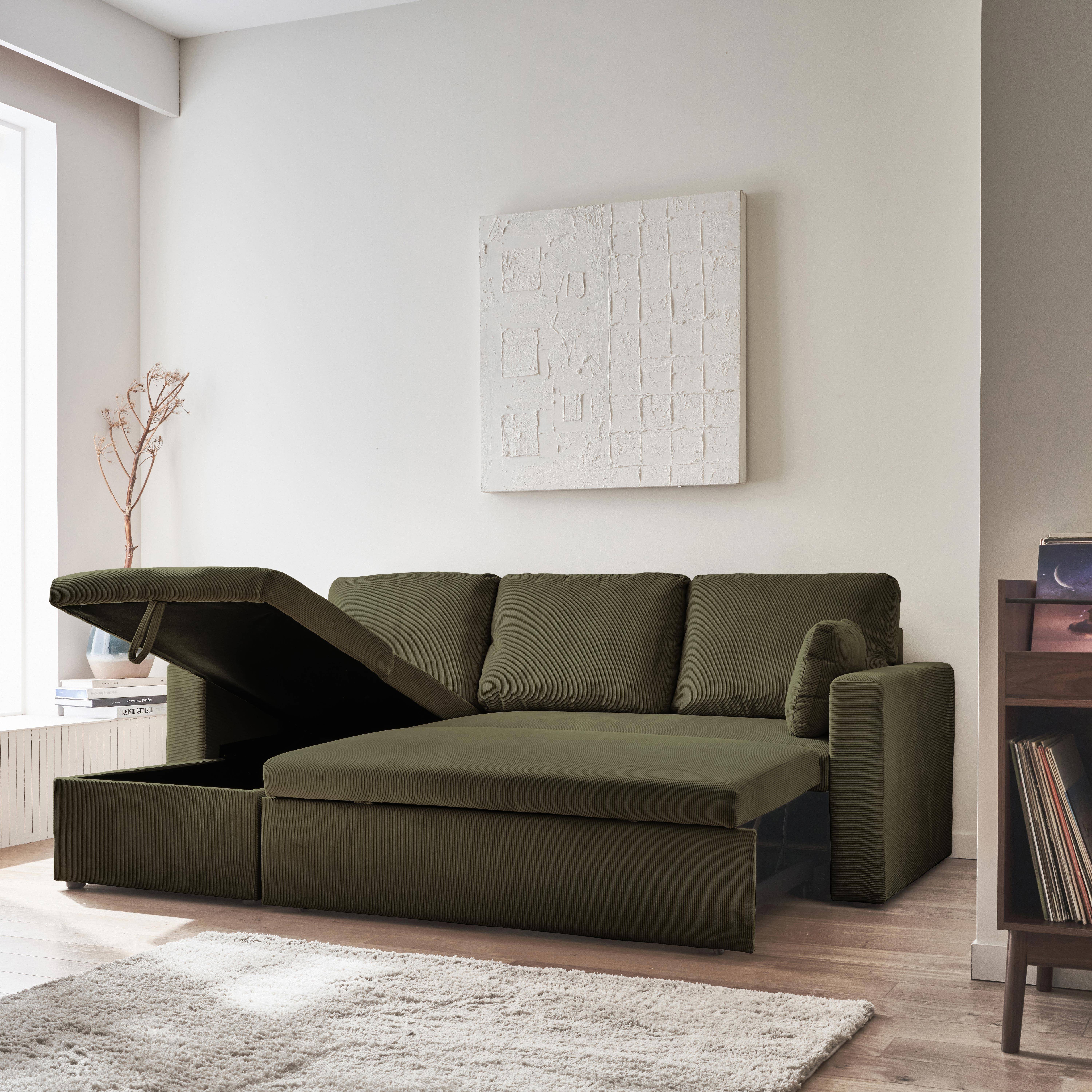 3-seater corduroy corner sofa bed, Ida corduroy, 219x132.5x84 cm Photo3