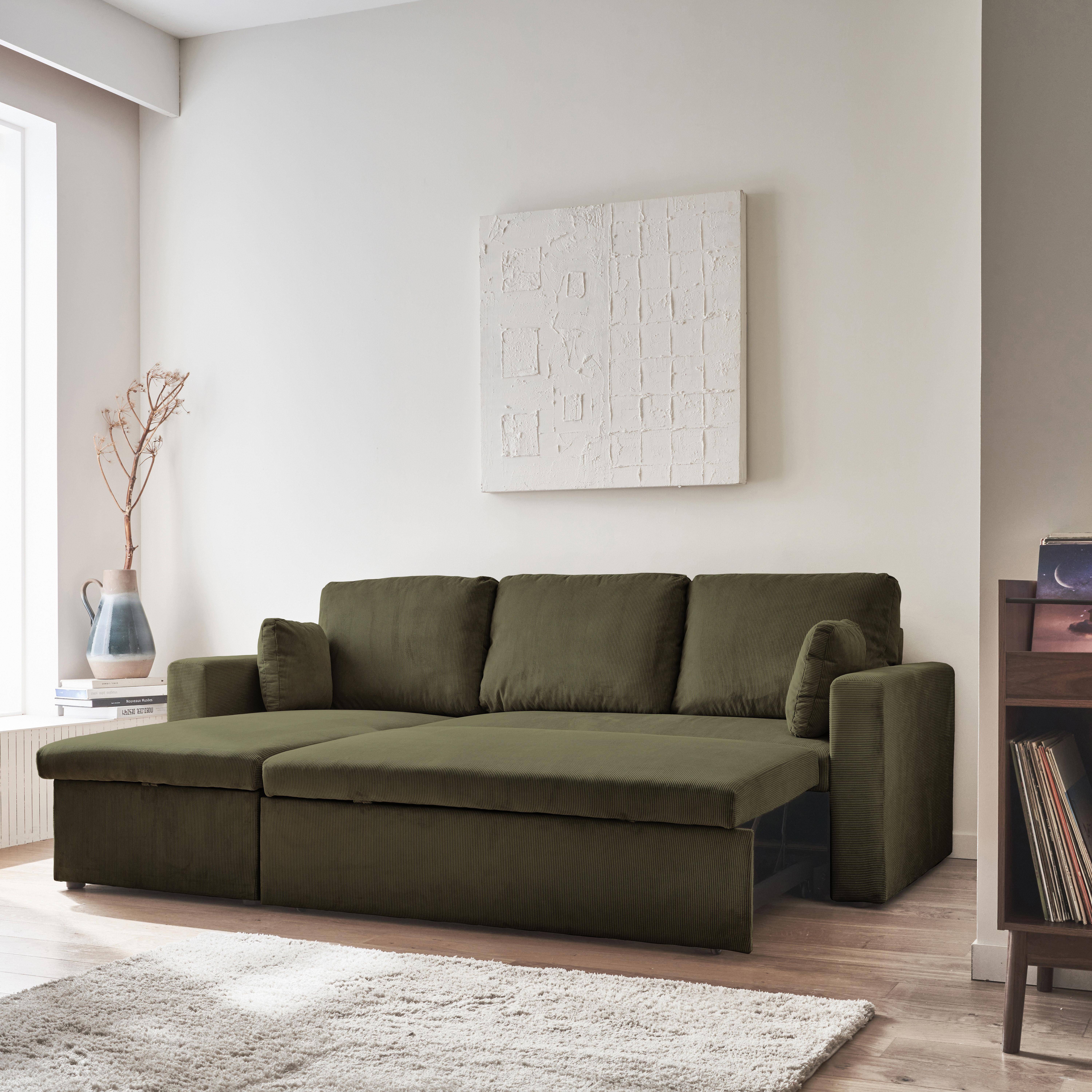 3-seater corduroy corner sofa bed, Ida corduroy, 219x132.5x84 cm Photo2