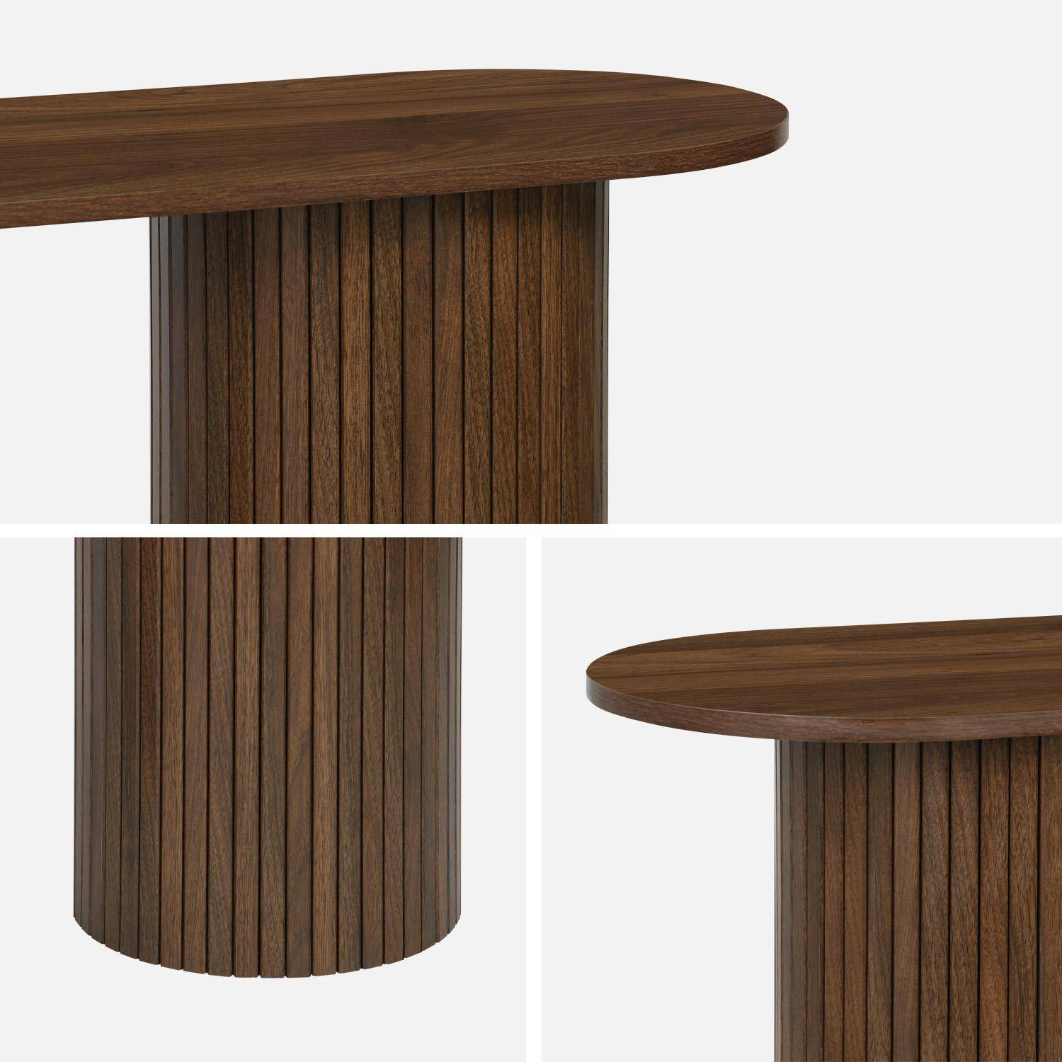 Console escandinava oval com efeito de madeira estriada, Legacy, Madeira de nogueira, 120x35x75 cm Photo6