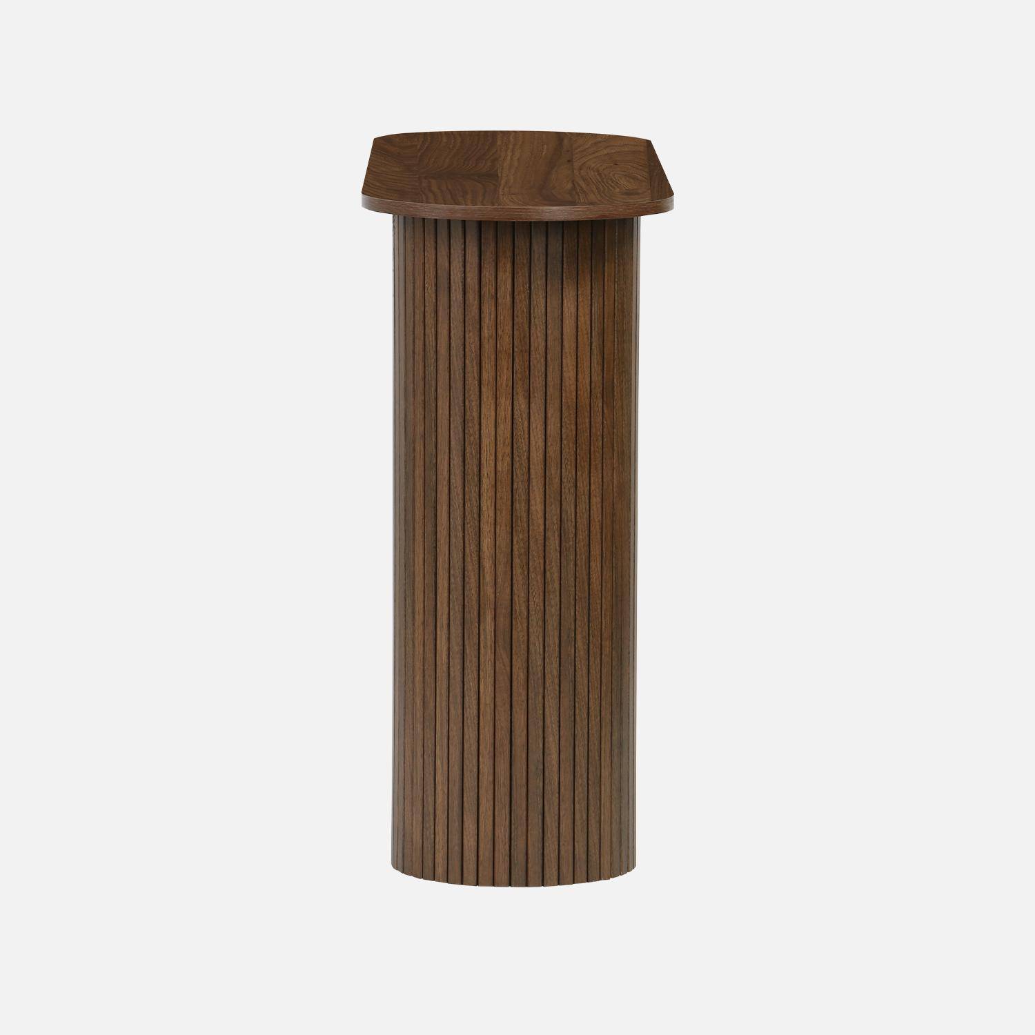 Console escandinava oval com efeito de madeira estriada, Legacy, Madeira de nogueira, 120x35x75 cm,sweeek,Photo5